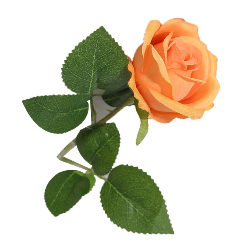 Simulated Silk Flowers Roses Home Living Room Simulation Flowers Decorative Ornaments Artificial Single Silk Flowers Roses Orange - Image 4