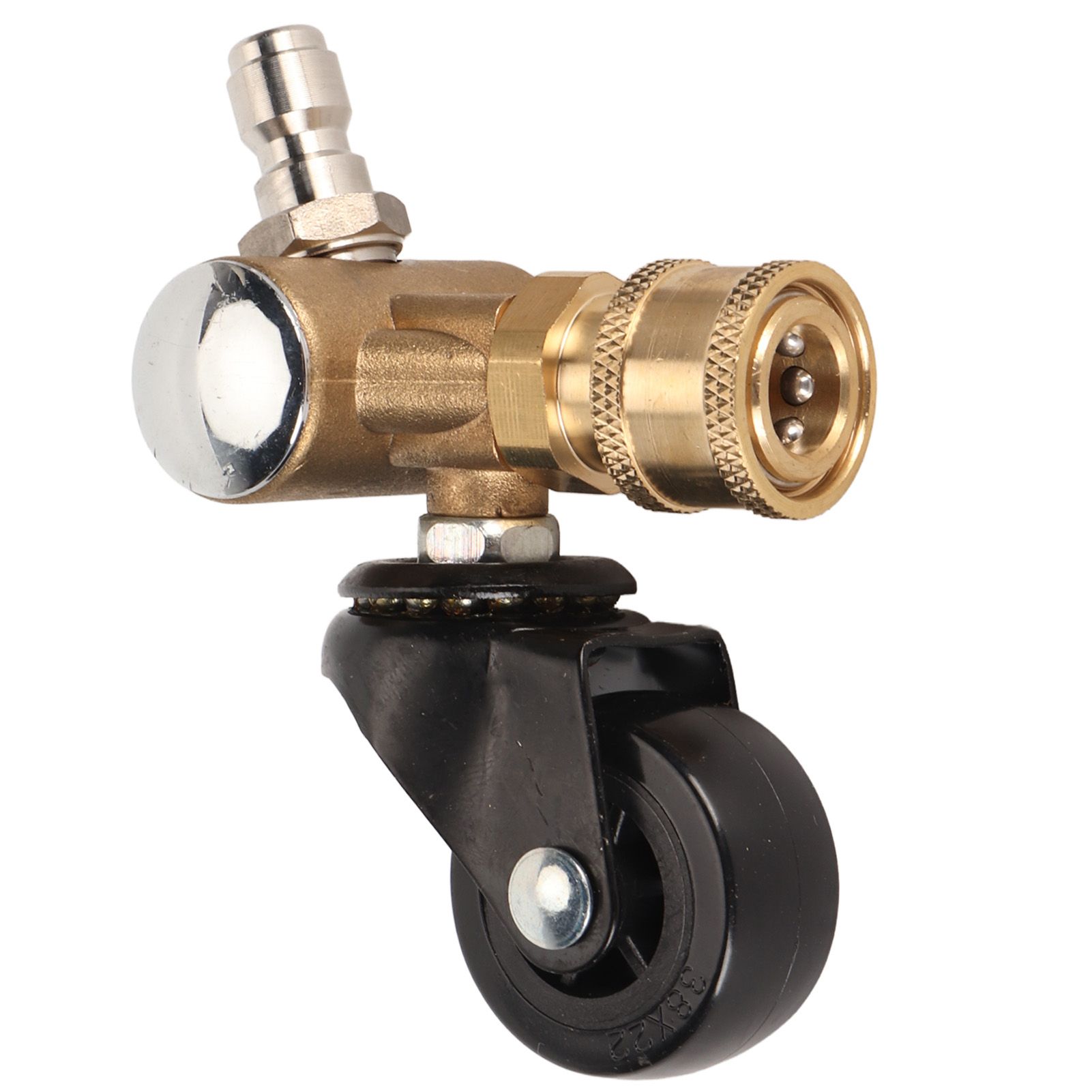 Undercarriage Cleaner Swivel Wheel with 1/4in Quick Connector Brass Pressure Washer Adapter Joint Wheel Attachment for Road Cleaning - Image 1