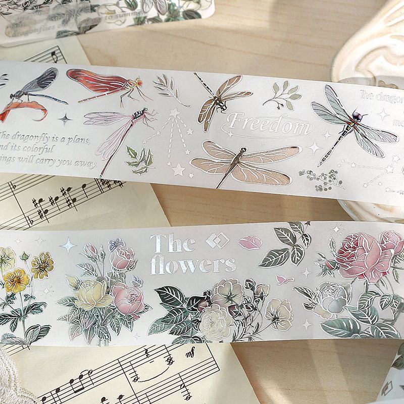 Decorative Tapes Strong Adhesion Silver Feather Plants Versatile Hand Account Decorative Tape for Notebooks Photo Album DIY - Image 6