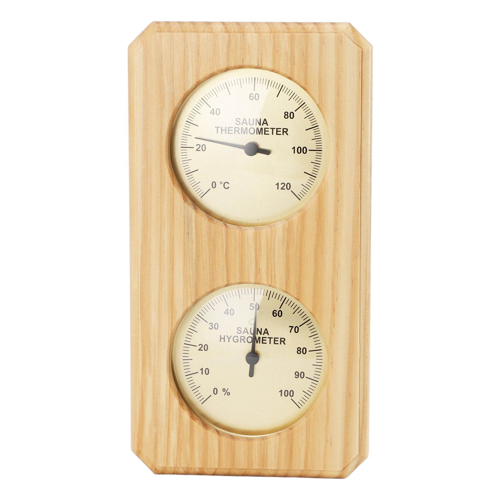 Wooden Sauna Hygrothermograph Golden Plate 0 to 120 Celsius 0 to 100 Humidity Sauna Thermometer for Indoor Family - Image 1