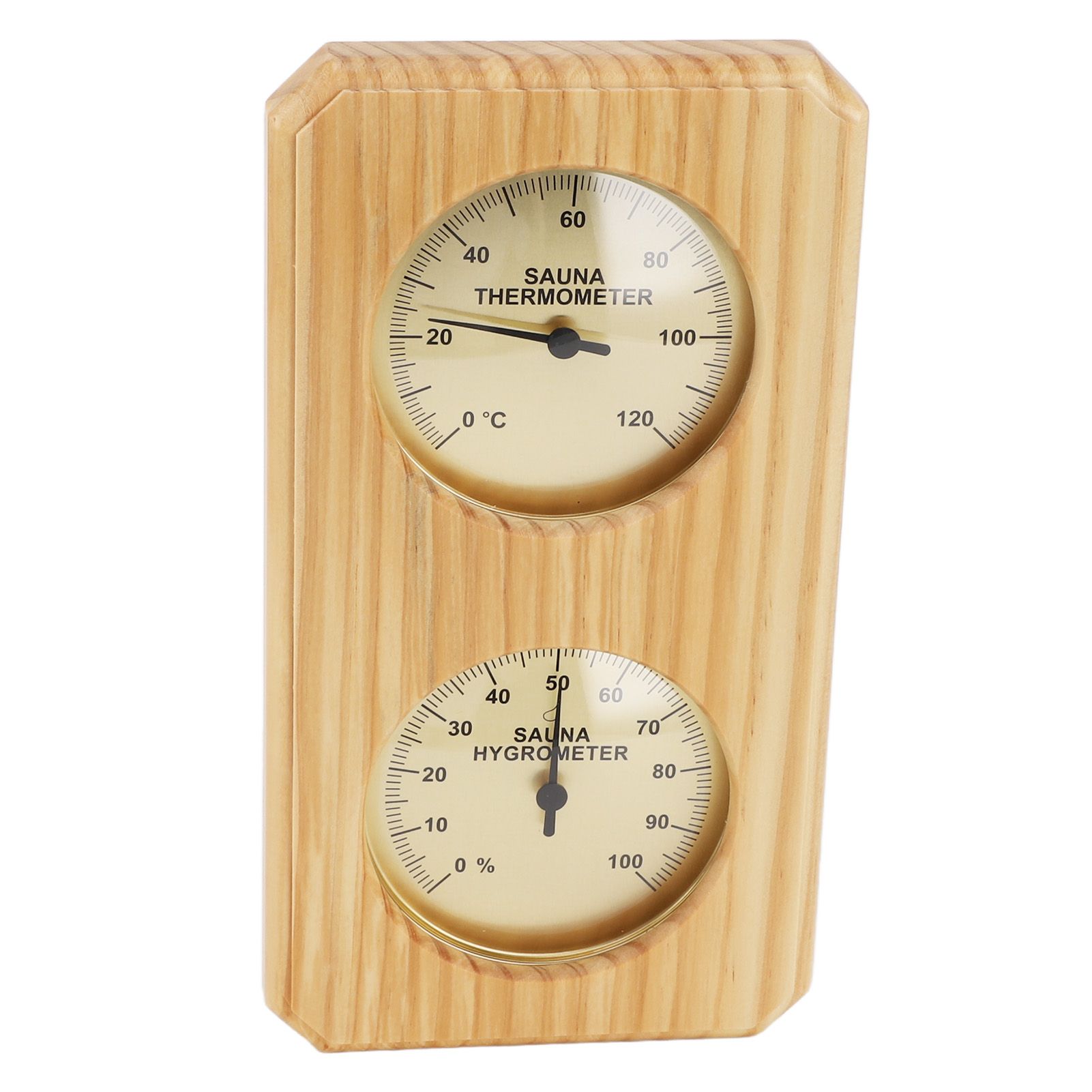 Wooden Sauna Hygrothermograph Golden Plate 0 to 120 Celsius 0 to 100 Humidity Sauna Thermometer for Indoor Family - Image 2