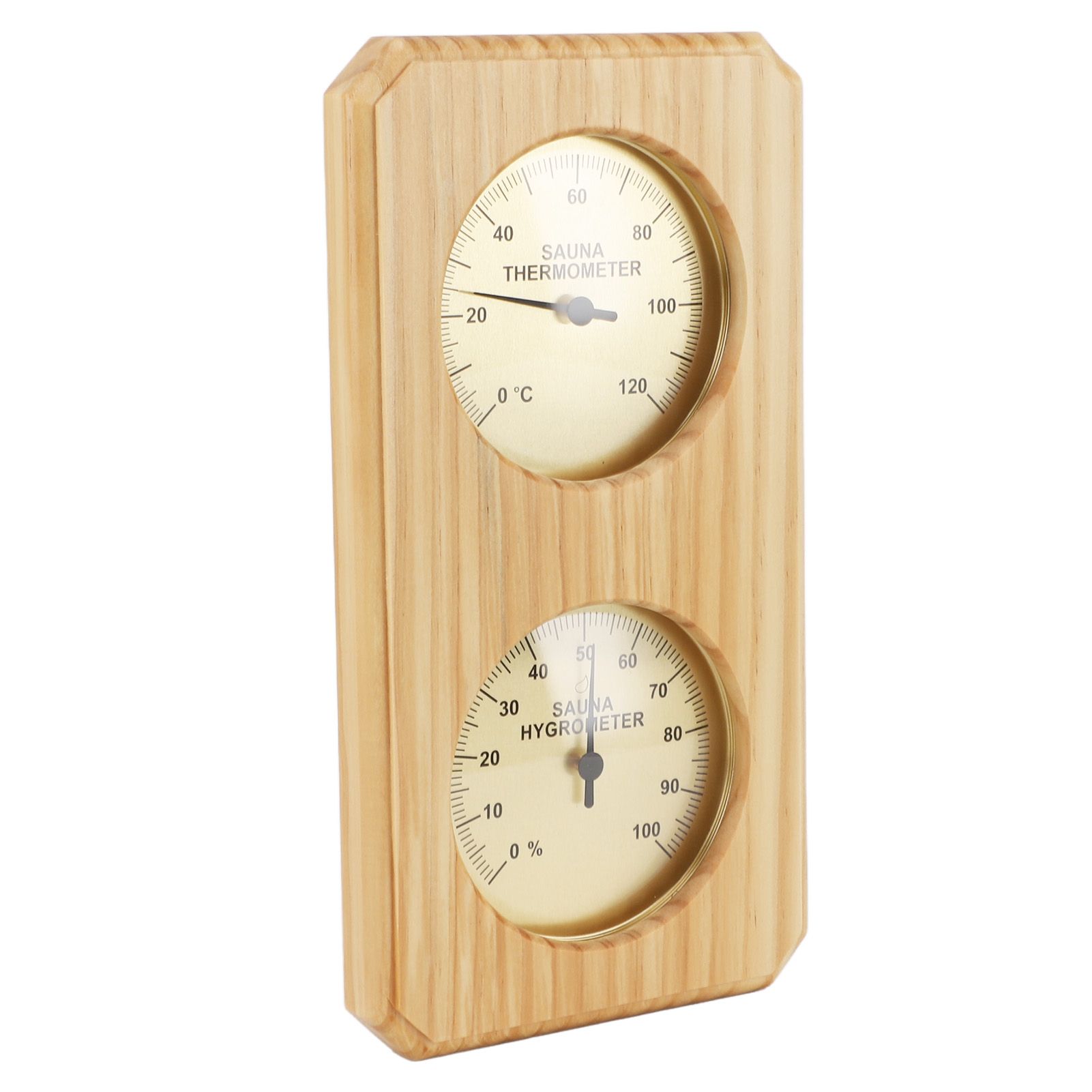 Wooden Sauna Hygrothermograph Golden Plate 0 to 120 Celsius 0 to 100 Humidity Sauna Thermometer for Indoor Family - Image 3