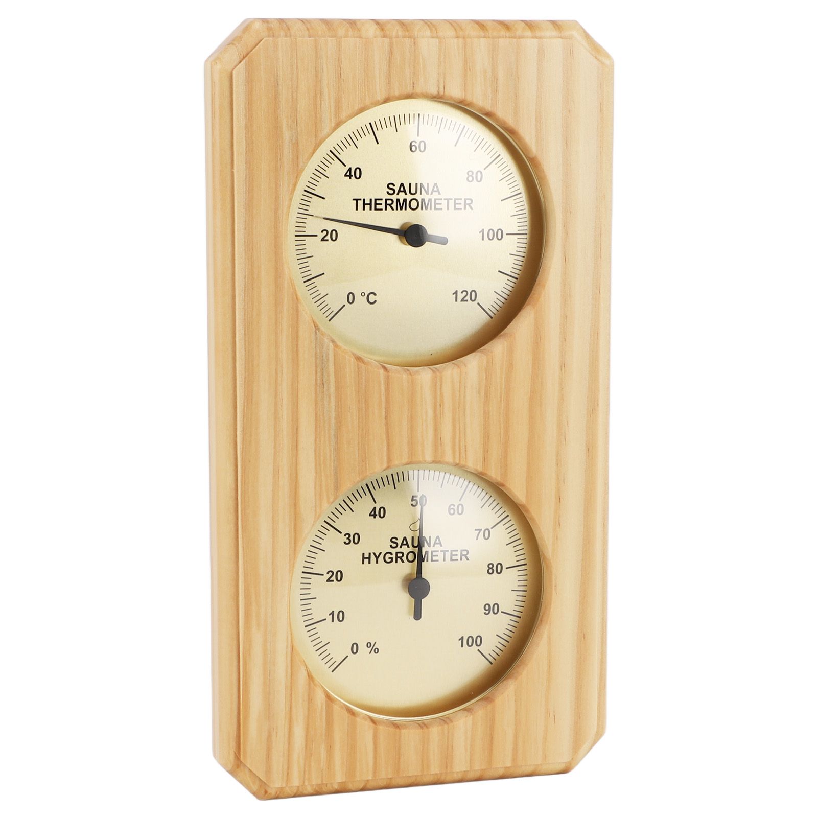Wooden Sauna Hygrothermograph Golden Plate 0 to 120 Celsius 0 to 100 Humidity Sauna Thermometer for Indoor Family - Image 4