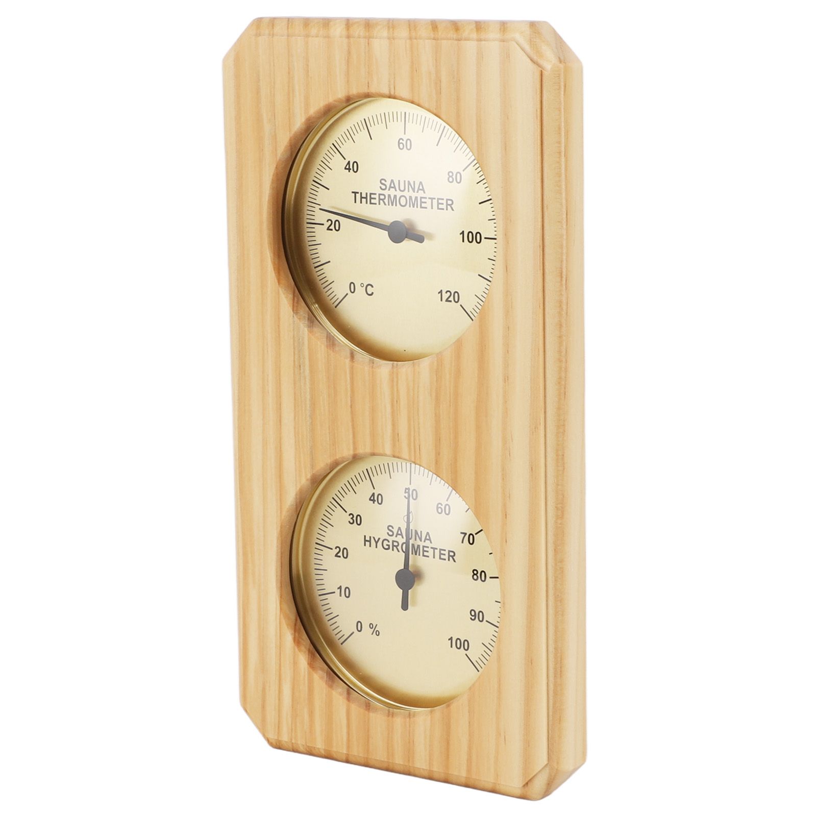 Wooden Sauna Hygrothermograph Golden Plate 0 to 120 Celsius 0 to 100 Humidity Sauna Thermometer for Indoor Family - Image 5
