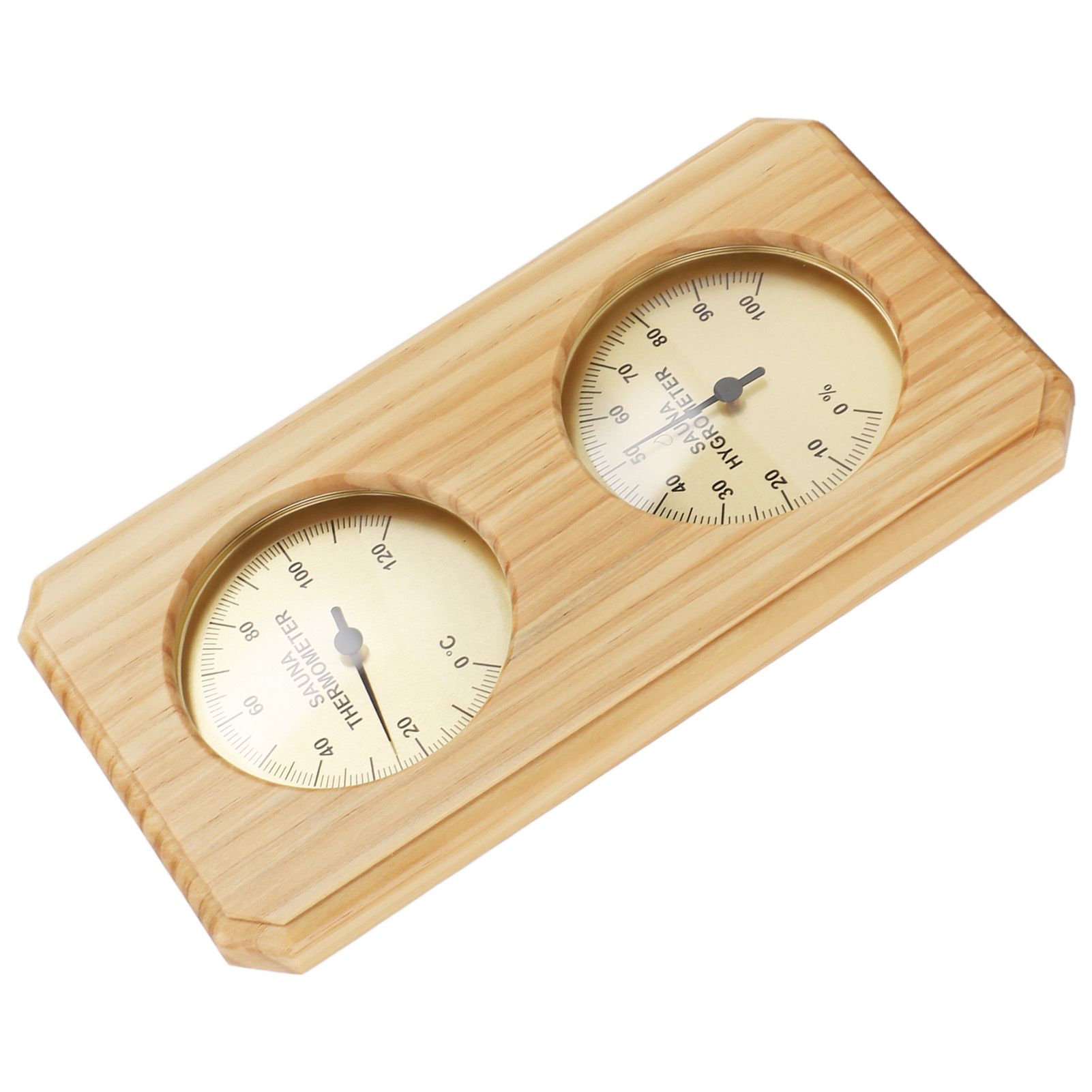 Wooden Sauna Hygrothermograph Golden Plate 0 to 120 Celsius 0 to 100 Humidity Sauna Thermometer for Indoor Family - Image 7
