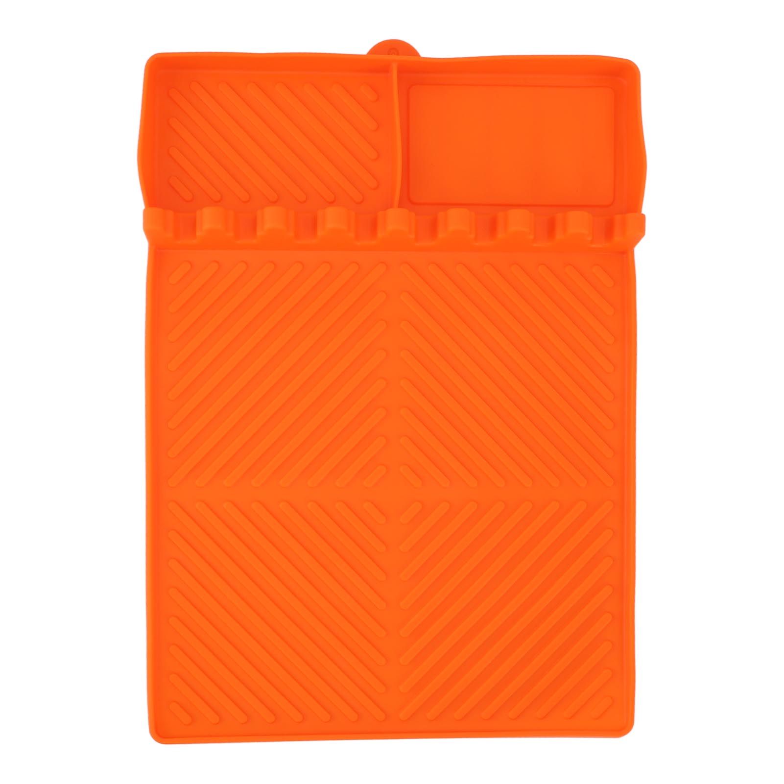 Grill Tools Mat Silicone 8 Slots 16x11.5in Anti Slip Heat Resistant Easy to Clean Griddle Accessories for Kitchen Cooking Orange - Image 1