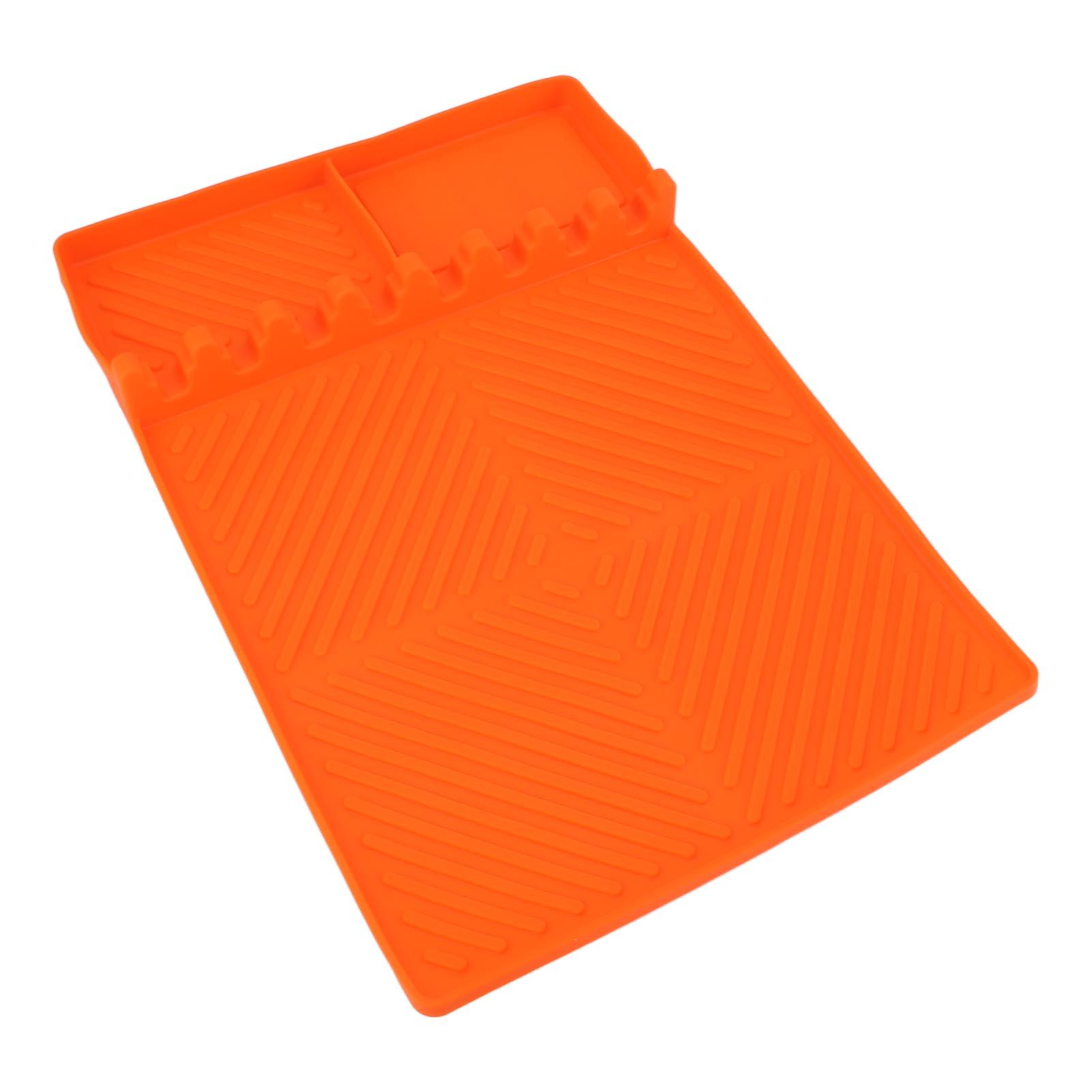 Grill Tools Mat Silicone 8 Slots 16x11.5in Anti Slip Heat Resistant Easy to Clean Griddle Accessories for Kitchen Cooking Orange - Image 2