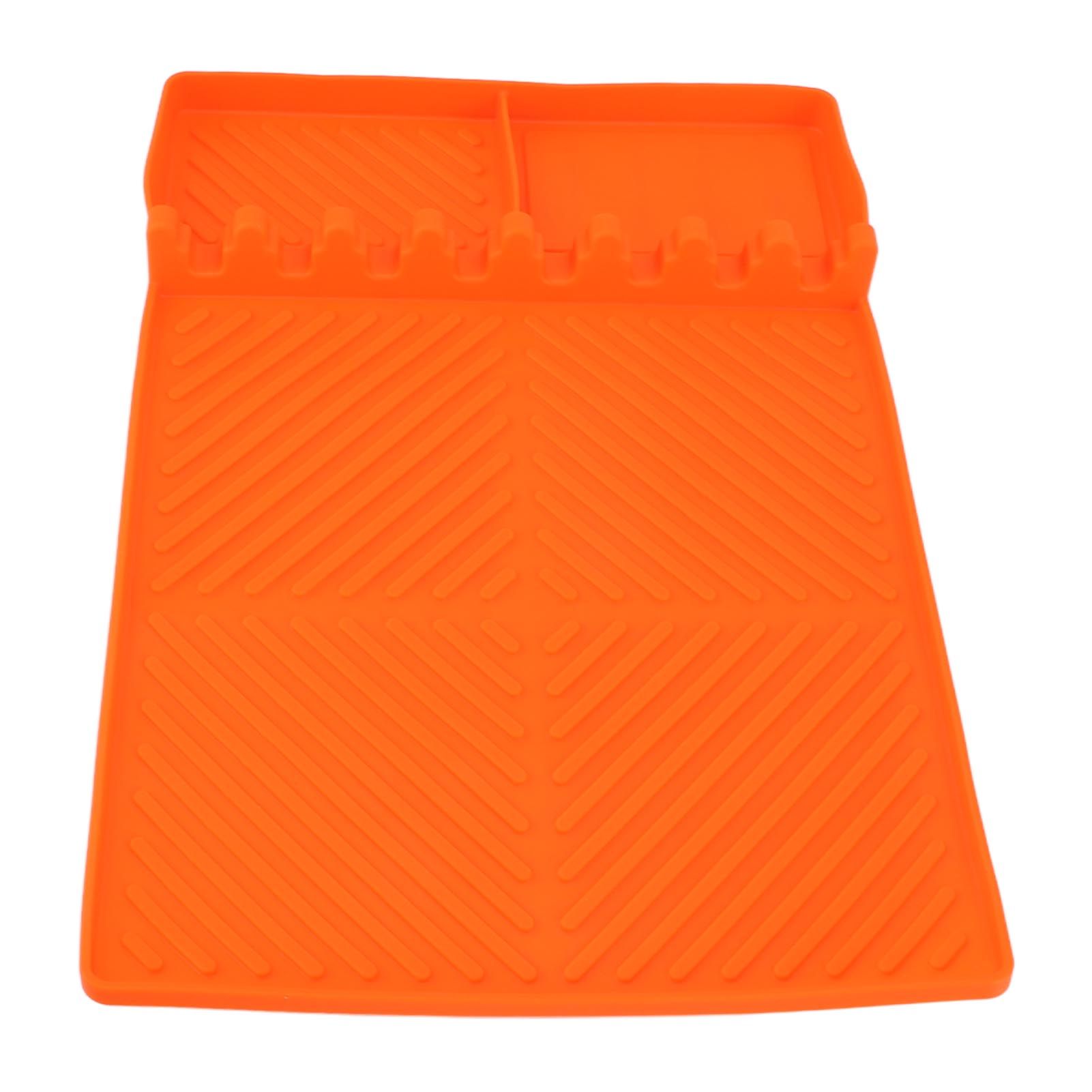 Grill Tools Mat Silicone 8 Slots 16x11.5in Anti Slip Heat Resistant Easy to Clean Griddle Accessories for Kitchen Cooking Orange - Image 3