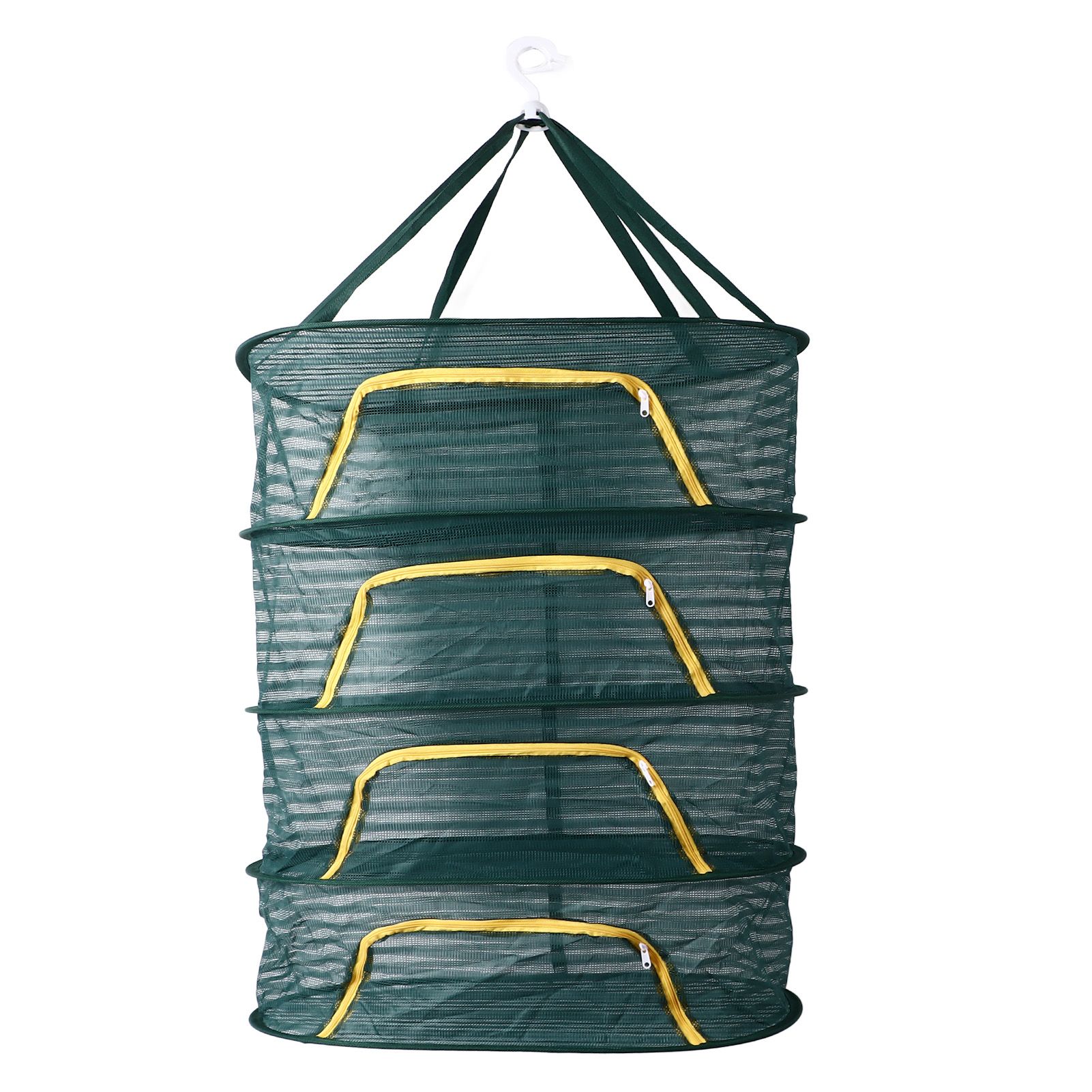 4 Layer Herb Drying Rack with U Shaped Zipper Dark Green Foldable High Elastic Fine Mesh Plant Drying Rack Net for Herbs Plants Seeds - Image 1