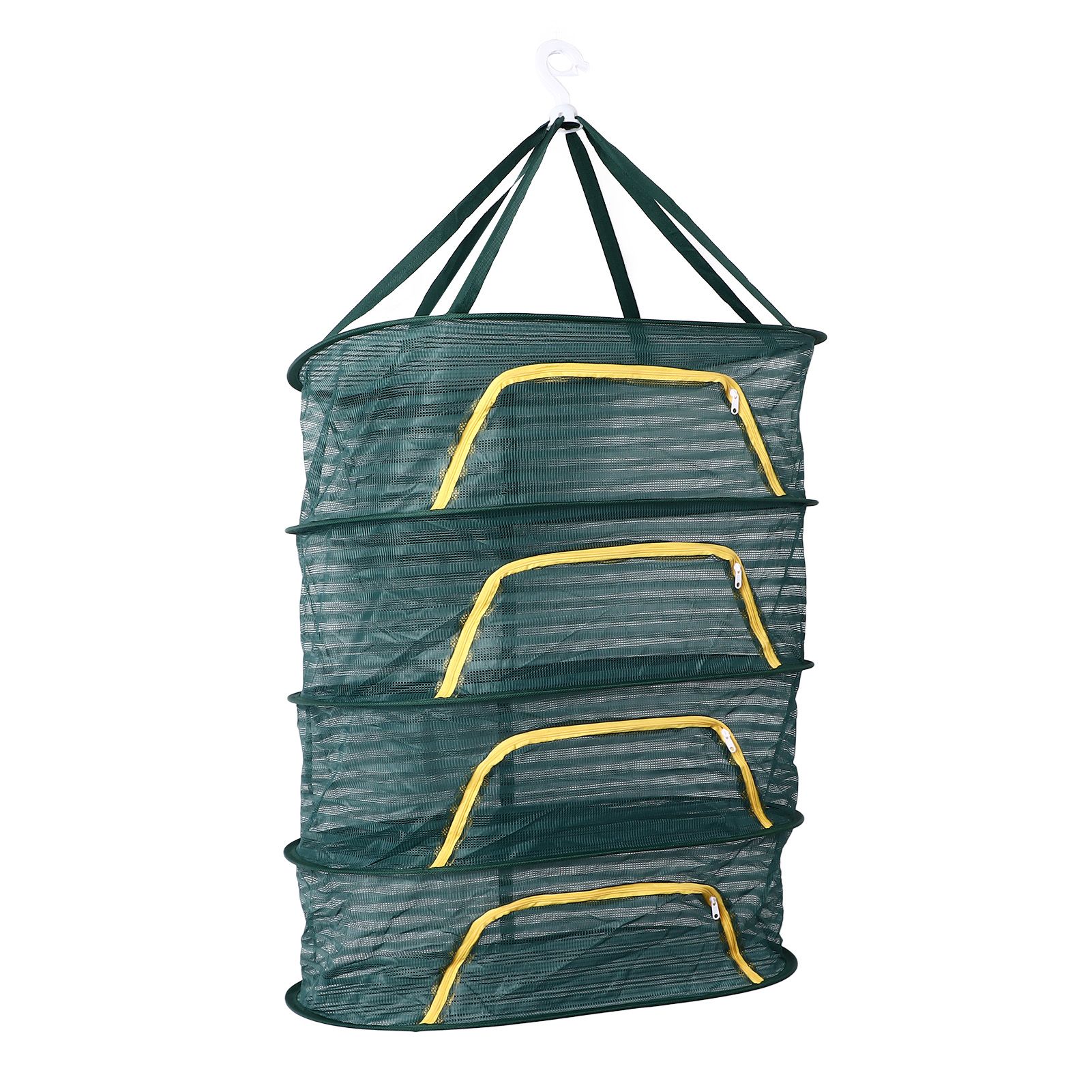 4 Layer Herb Drying Rack with U Shaped Zipper Dark Green Foldable High Elastic Fine Mesh Plant Drying Rack Net for Herbs Plants Seeds - Image 2
