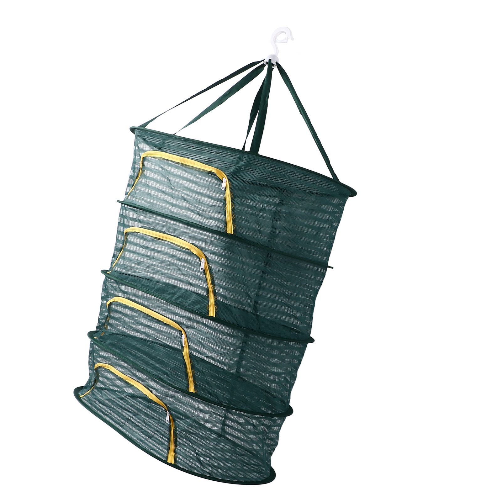 4 Layer Herb Drying Rack with U Shaped Zipper Dark Green Foldable High Elastic Fine Mesh Plant Drying Rack Net for Herbs Plants Seeds - Image 3