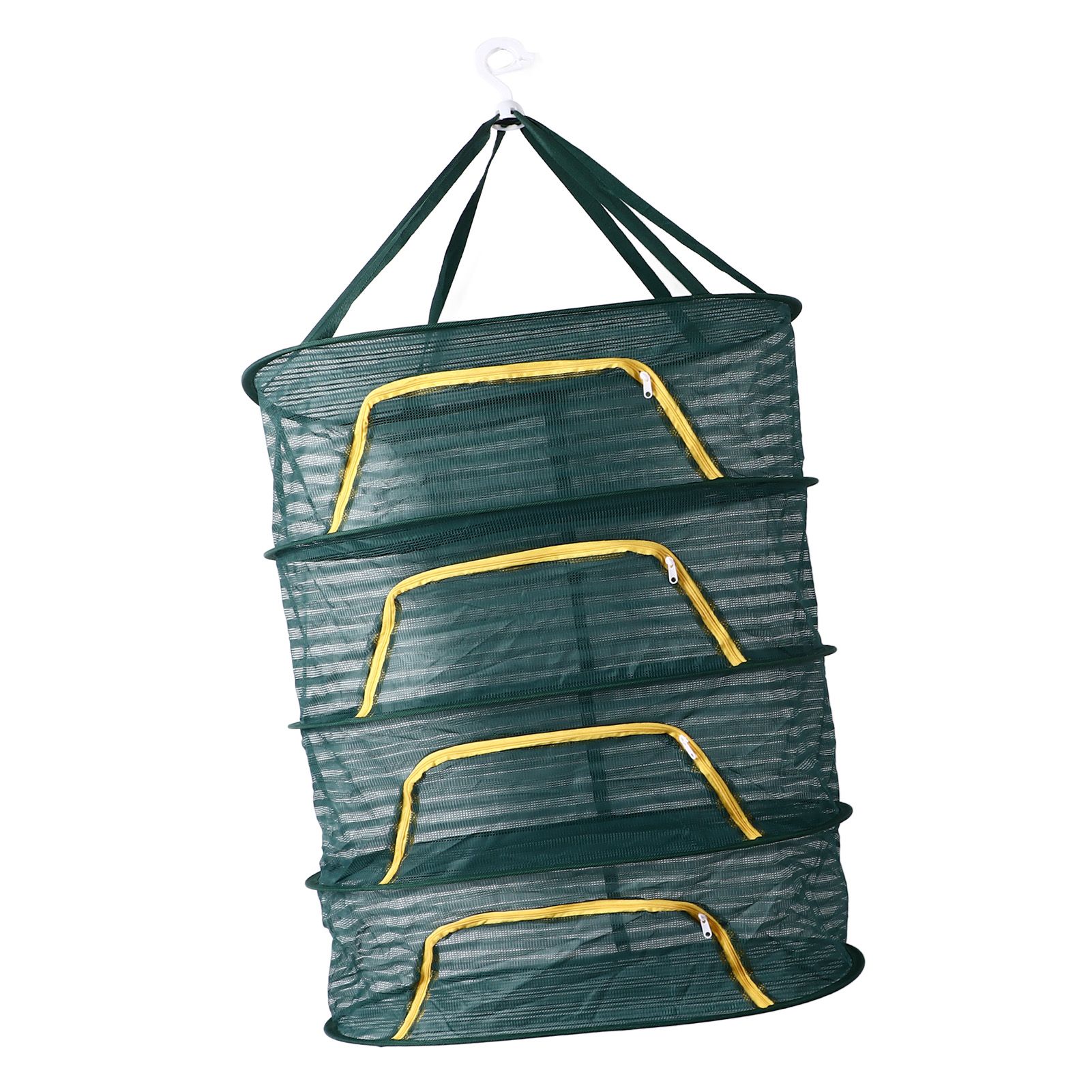 4 Layer Herb Drying Rack with U Shaped Zipper Dark Green Foldable High Elastic Fine Mesh Plant Drying Rack Net for Herbs Plants Seeds - Image 6