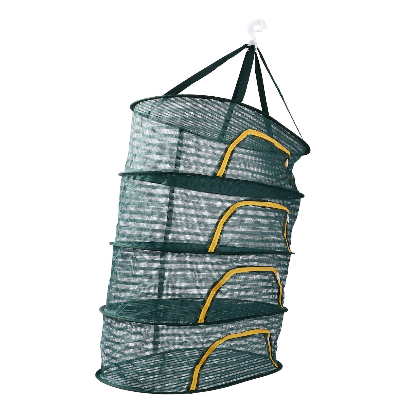 4 Layer Herb Drying Rack with U Shaped Zipper Dark Green Foldable High Elastic Fine Mesh Plant Drying Rack Net for Herbs Plants Seeds - Image 8