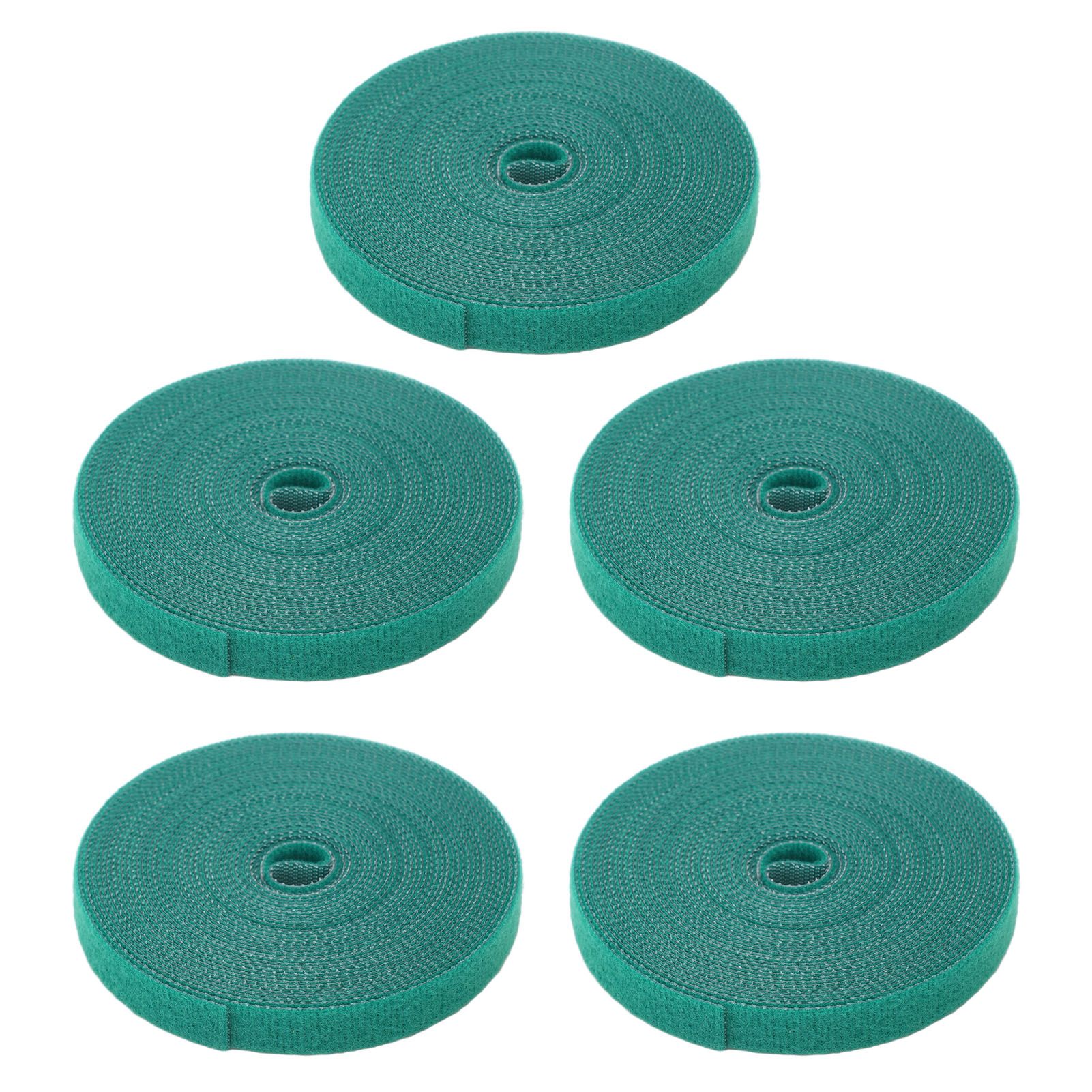 5 Rolls Plant Tie Reusable Cuttable Self Adhesive Hook and Loop Wrap Nylon Garden Strap Tree Tie for Plant Support Straightening Dark Green - Image 1