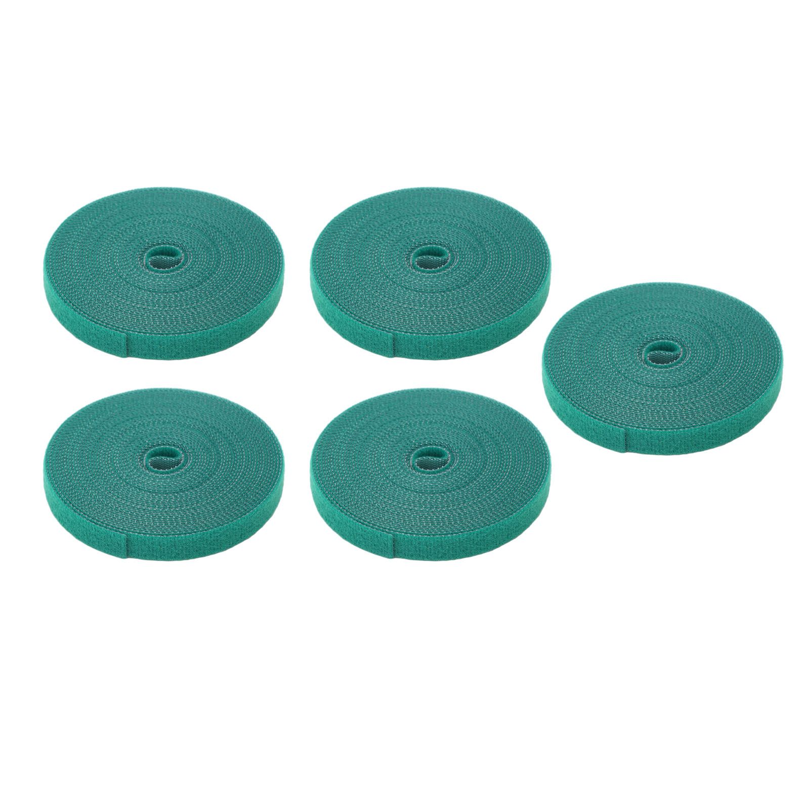 5 Rolls Plant Tie Reusable Cuttable Self Adhesive Hook and Loop Wrap Nylon Garden Strap Tree Tie for Plant Support Straightening Dark Green - Image 2