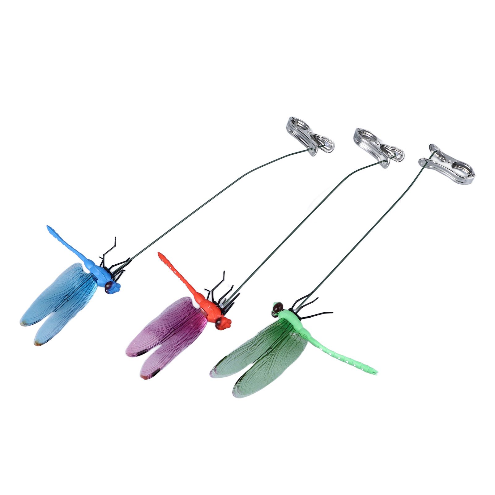Dragonfly Clip Fake Dragonfly Pole Clips Natural Organic Concept 3D Dragonfly Garden Decor for Family Garden Potted Flowers Lawn House Statue 3Pcs - Image 3