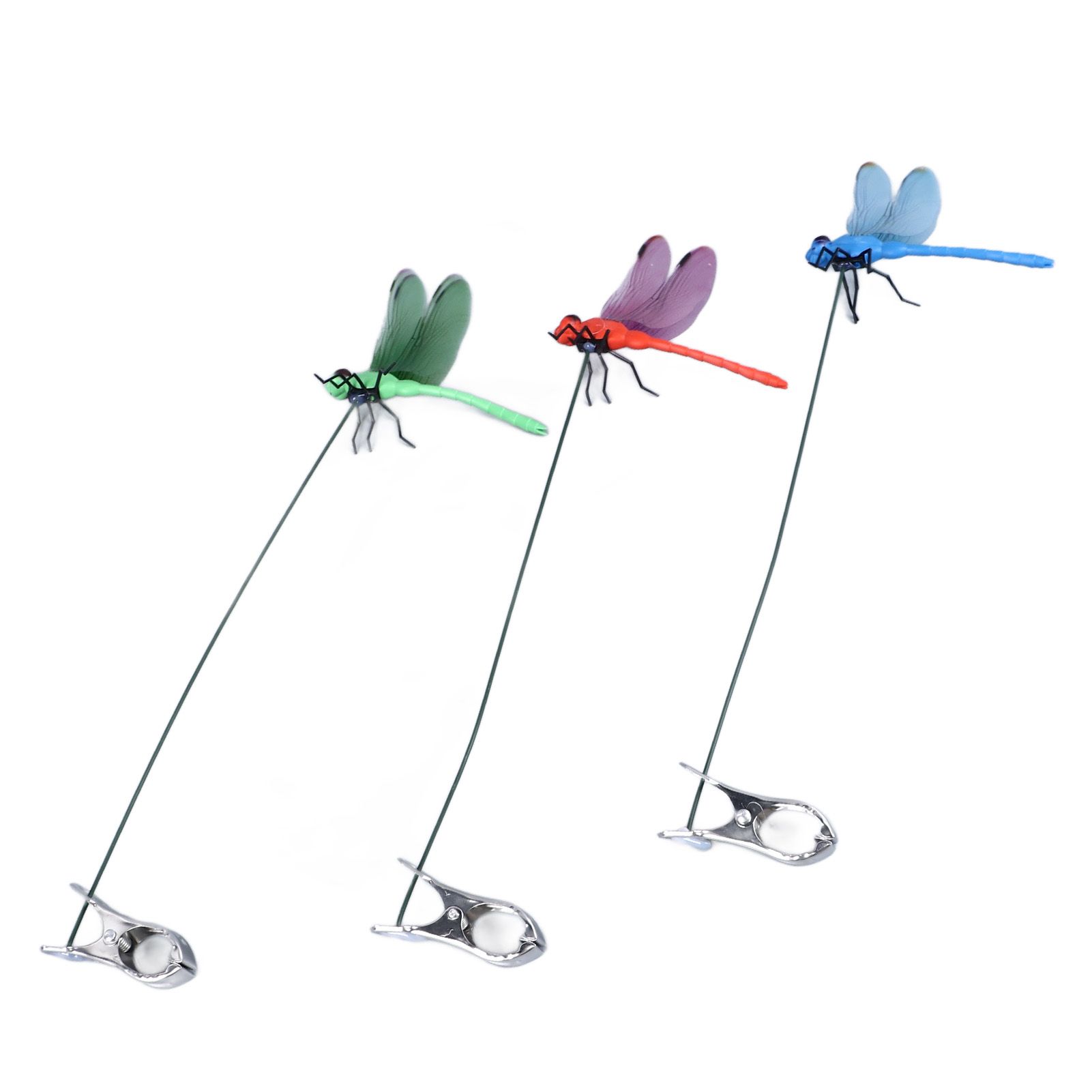 Dragonfly Clip Fake Dragonfly Pole Clips Natural Organic Concept 3D Dragonfly Garden Decor for Family Garden Potted Flowers Lawn House Statue 3Pcs - Image 7