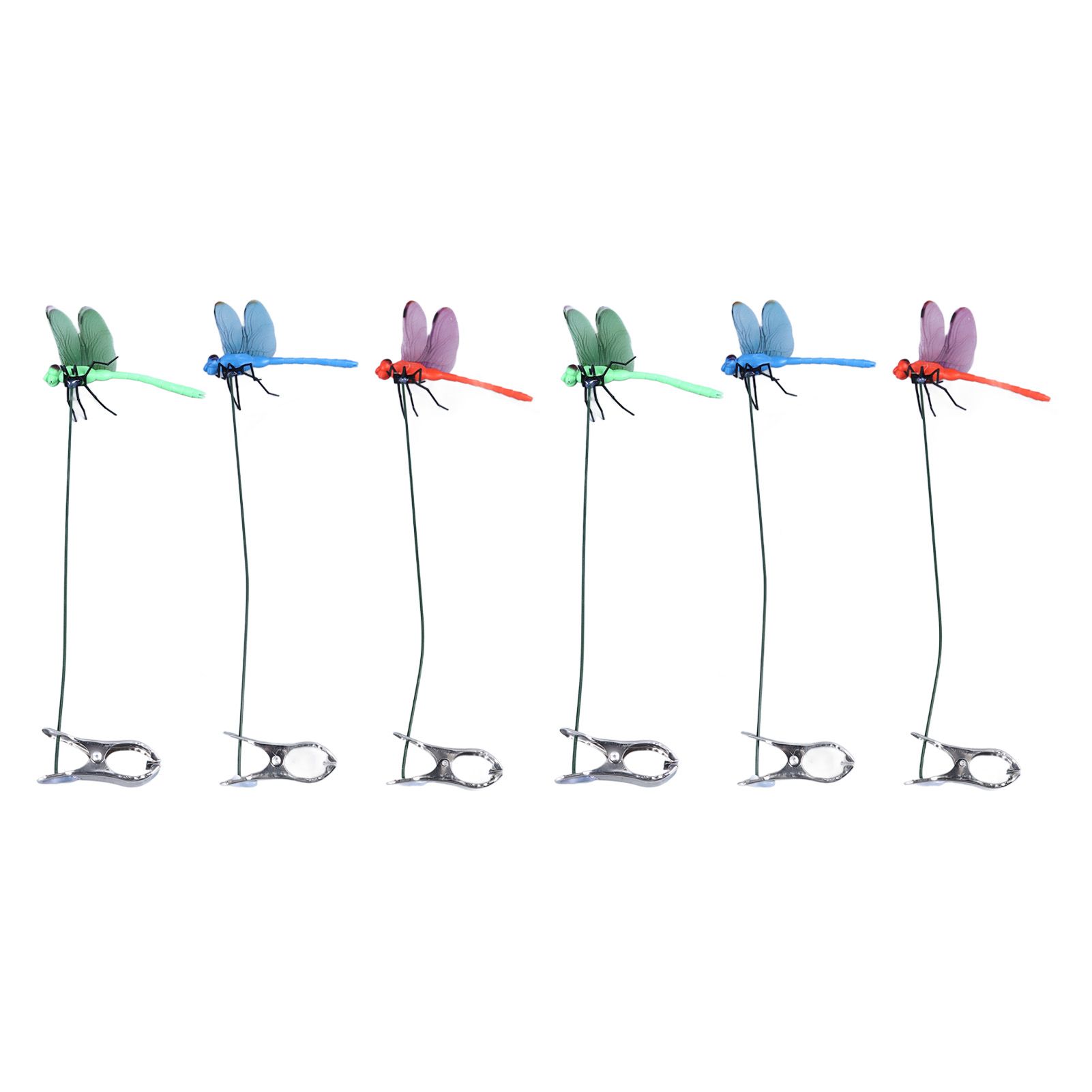 Dragonfly Clip Fake Dragonfly Pole Clips Natural Organic Concept 3D Dragonfly Garden Decor for Family Garden Potted Flowers Lawn House Statue 6Pcs - Image 1