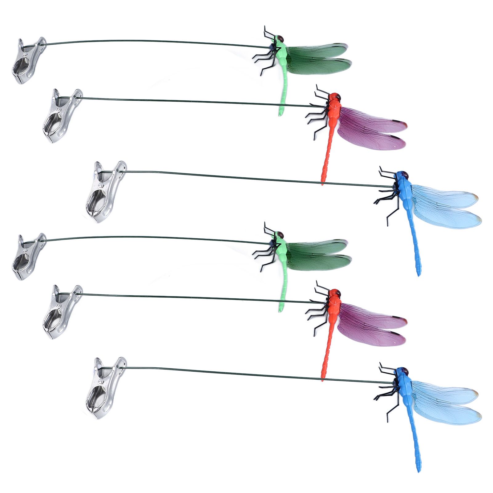 Dragonfly Clip Fake Dragonfly Pole Clips Natural Organic Concept 3D Dragonfly Garden Decor for Family Garden Potted Flowers Lawn House Statue 6Pcs - Image 4