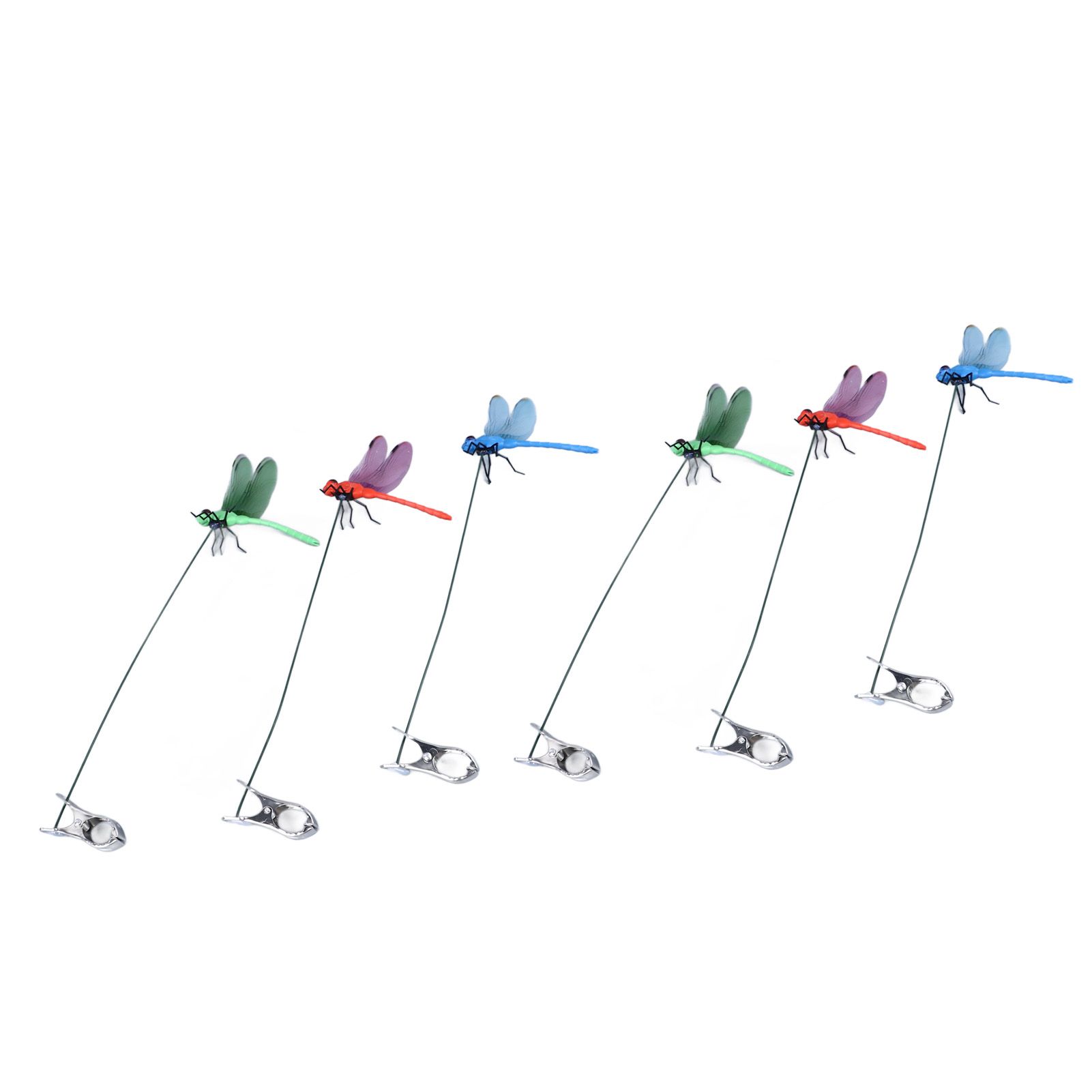 Dragonfly Clip Fake Dragonfly Pole Clips Natural Organic Concept 3D Dragonfly Garden Decor for Family Garden Potted Flowers Lawn House Statue 6Pcs - Image 5