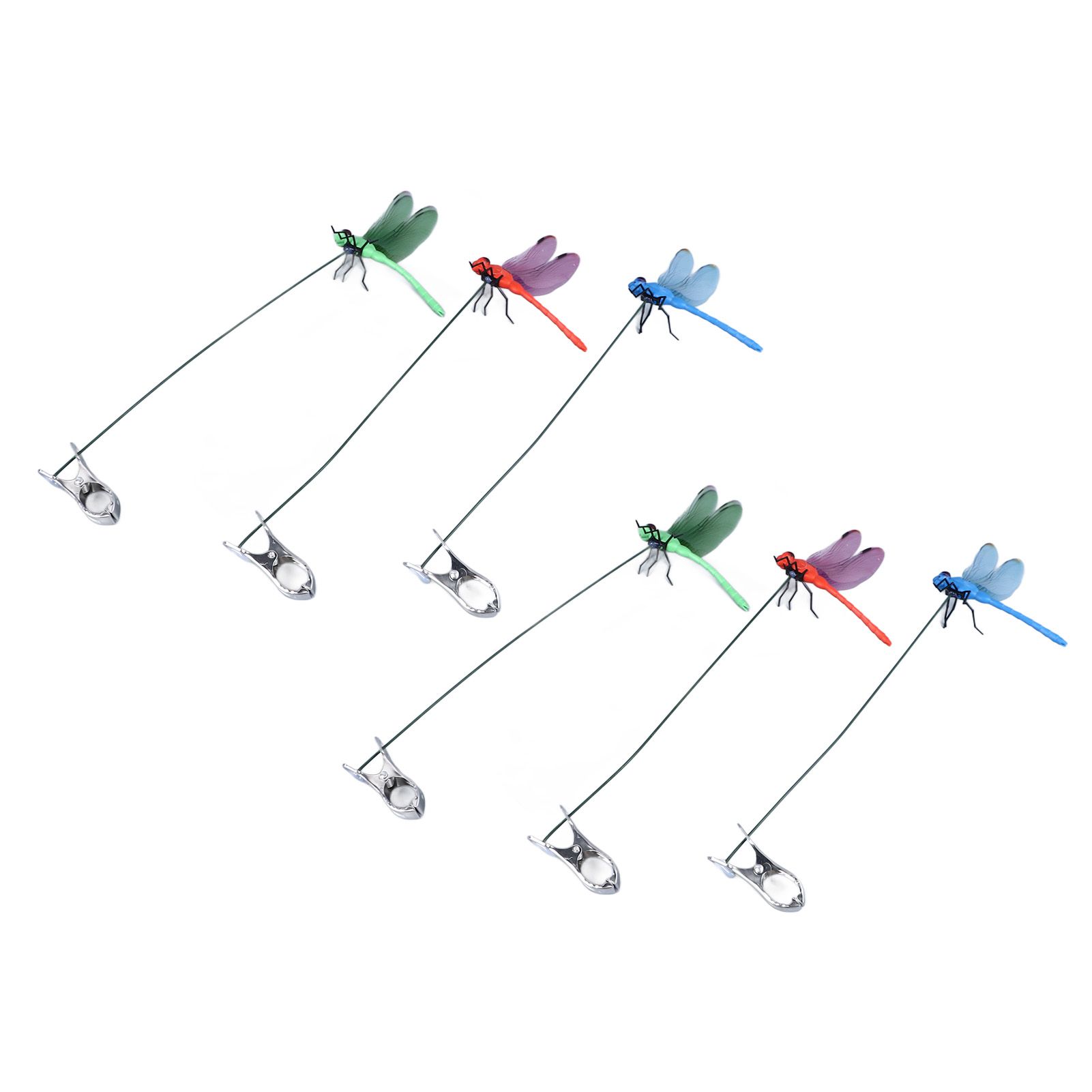 Dragonfly Clip Fake Dragonfly Pole Clips Natural Organic Concept 3D Dragonfly Garden Decor for Family Garden Potted Flowers Lawn House Statue 6Pcs - Image 6