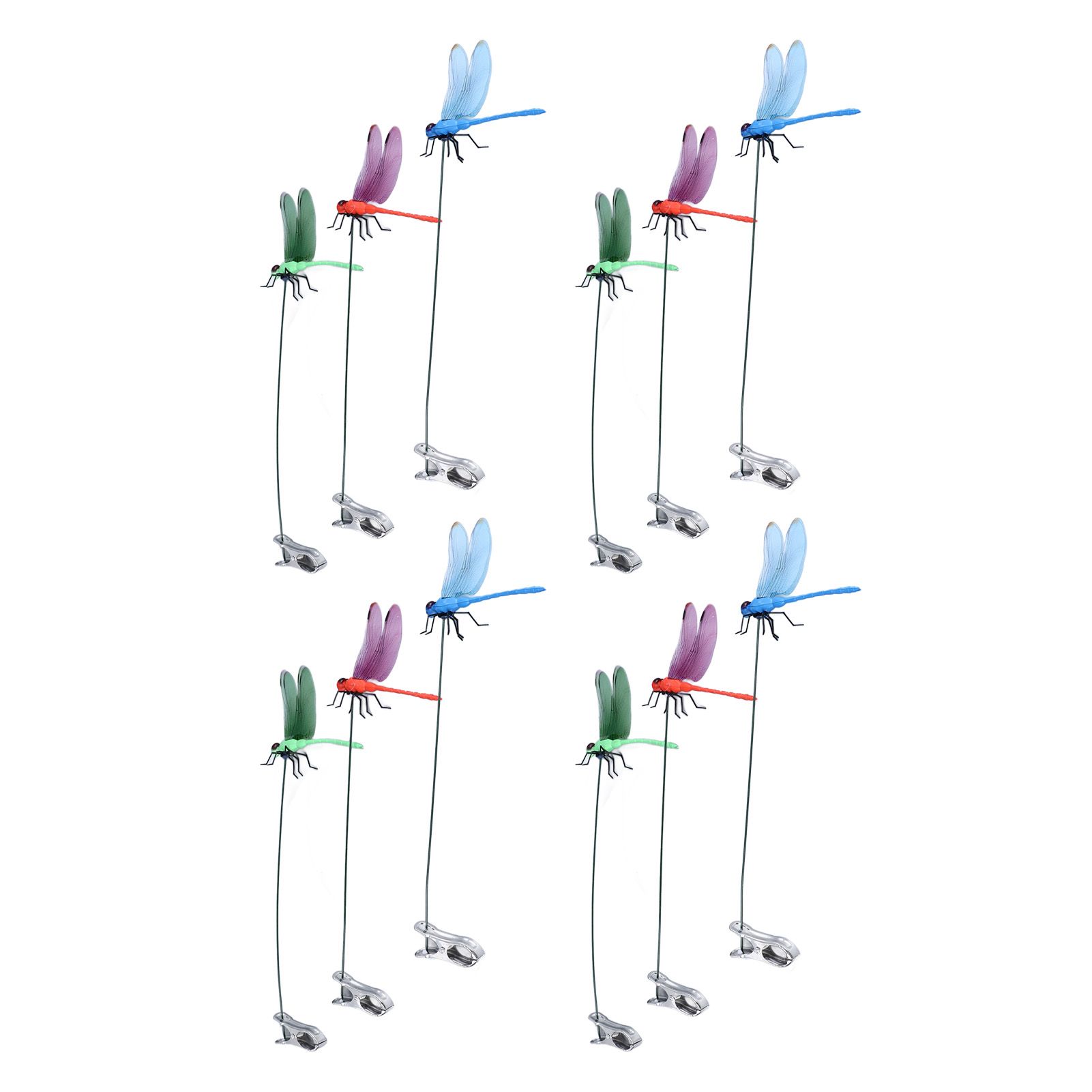 Dragonfly Clip Fake Dragonfly Pole Clips Natural Organic Concept 3D Dragonfly Garden Decor for Family Garden Potted Flowers Lawn House Statue 12Pcs - Image 3