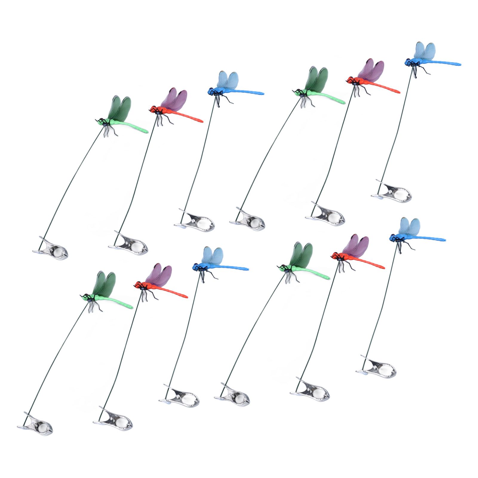 Dragonfly Clip Fake Dragonfly Pole Clips Natural Organic Concept 3D Dragonfly Garden Decor for Family Garden Potted Flowers Lawn House Statue 12Pcs - Image 5