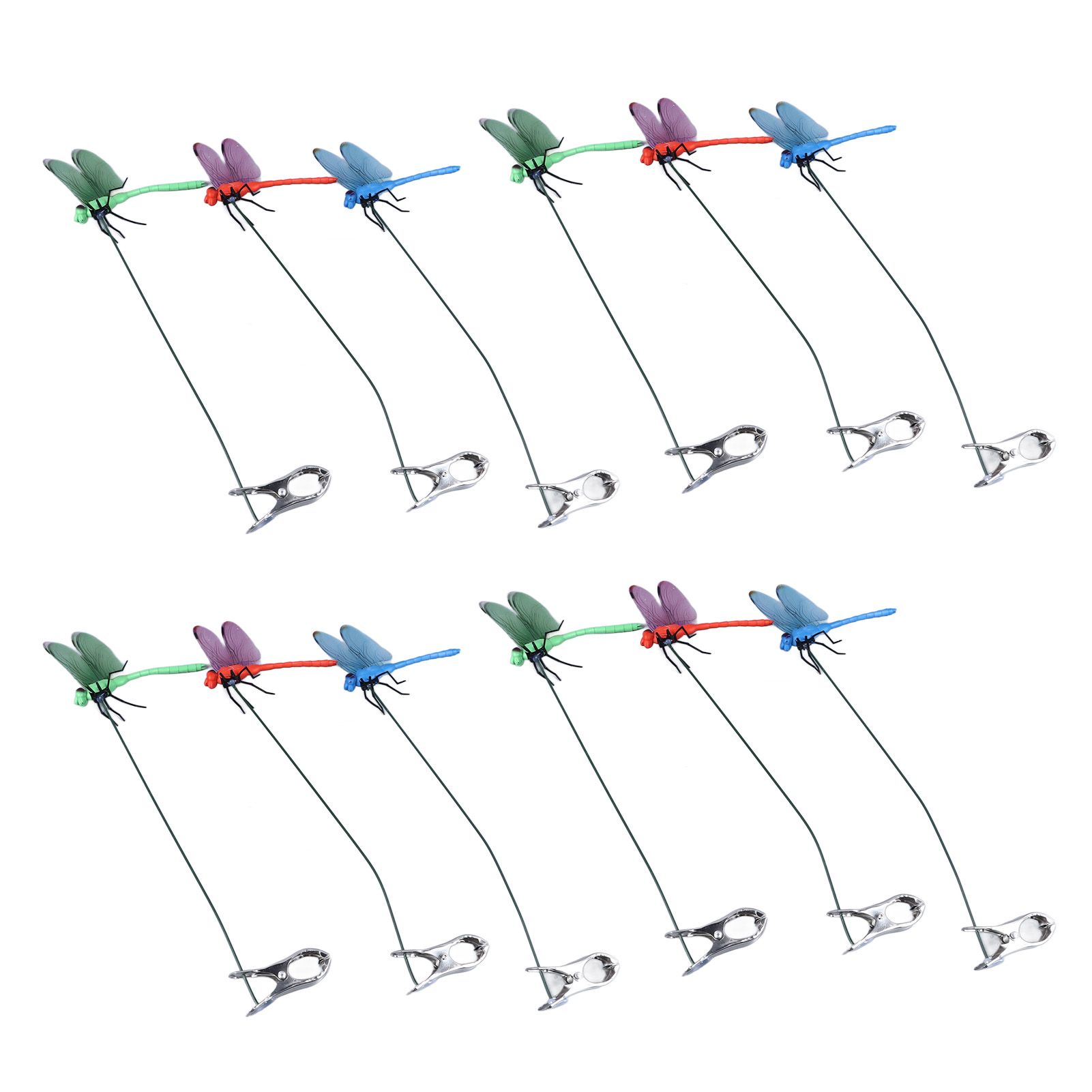 Dragonfly Clip Fake Dragonfly Pole Clips Natural Organic Concept 3D Dragonfly Garden Decor for Family Garden Potted Flowers Lawn House Statue 12Pcs - Image 7