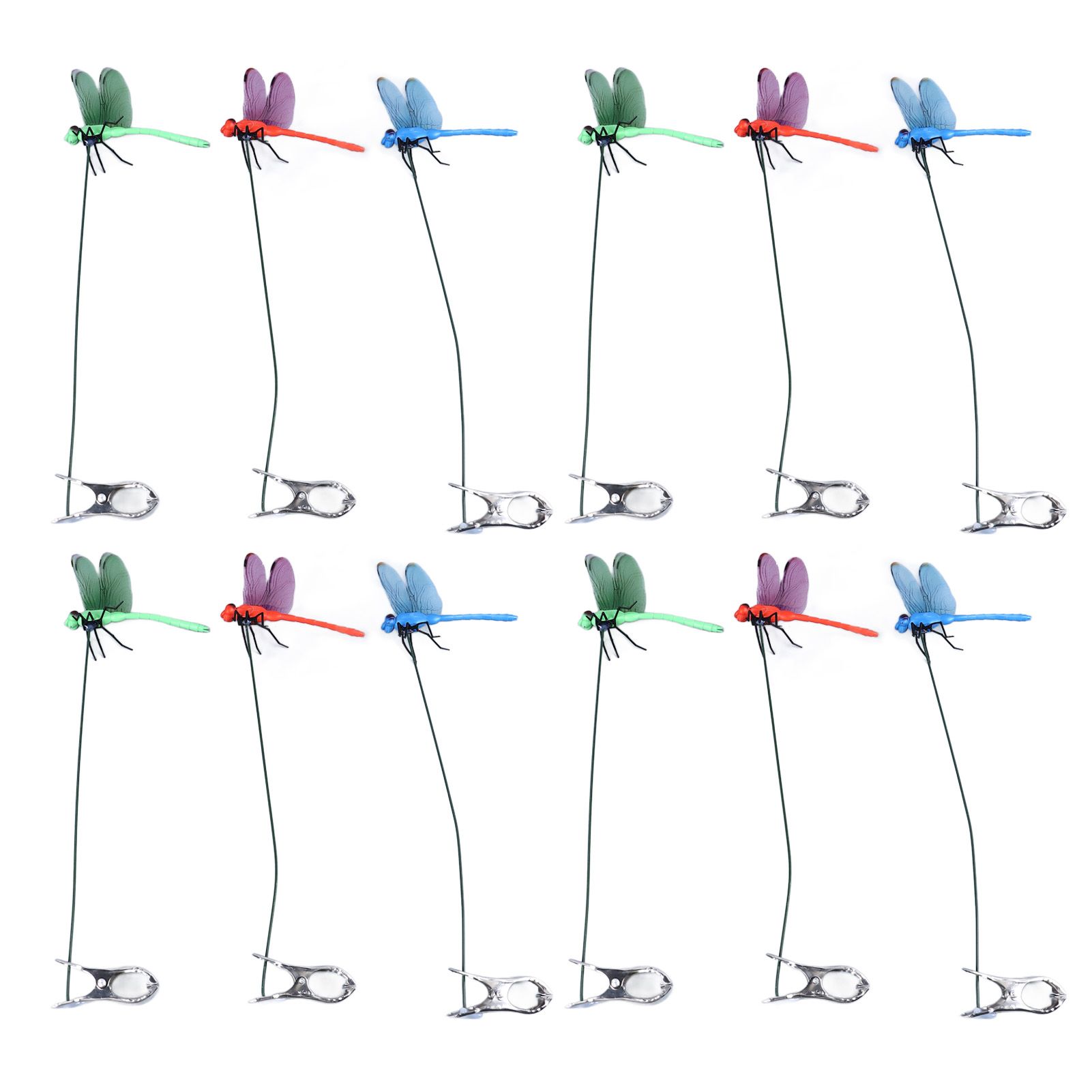 Dragonfly Clip Fake Dragonfly Pole Clips Natural Organic Concept 3D Dragonfly Garden Decor for Family Garden Potted Flowers Lawn House Statue 12Pcs - Image 8