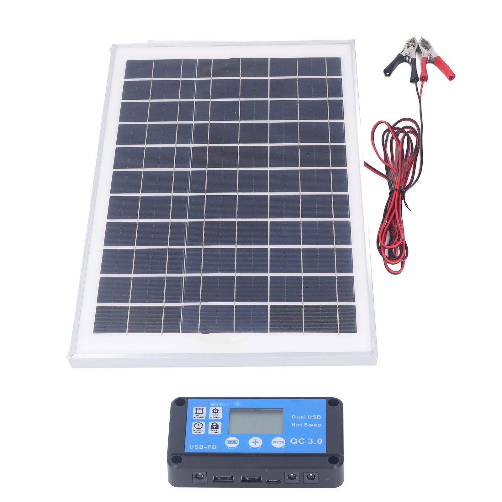 Solar Panel Kit 50W 18V with MPPT Waterproof Charge Controller 3meter Battery Clamp for Outdoor RV Boat Trailer Camper - Image 2