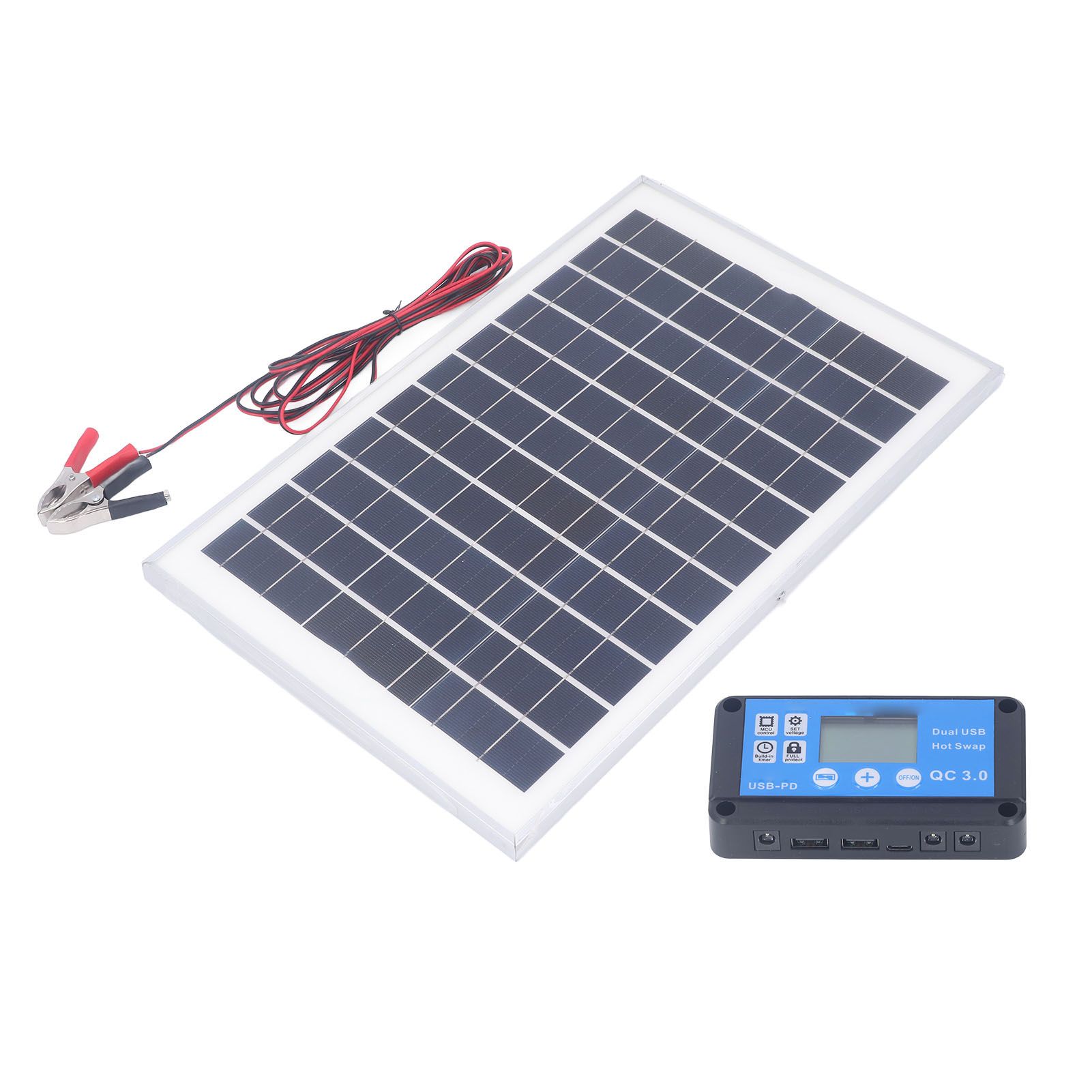 Solar Panel Kit 50W 18V with MPPT Waterproof Charge Controller 3meter Battery Clamp for Outdoor RV Boat Trailer Camper - Image 5