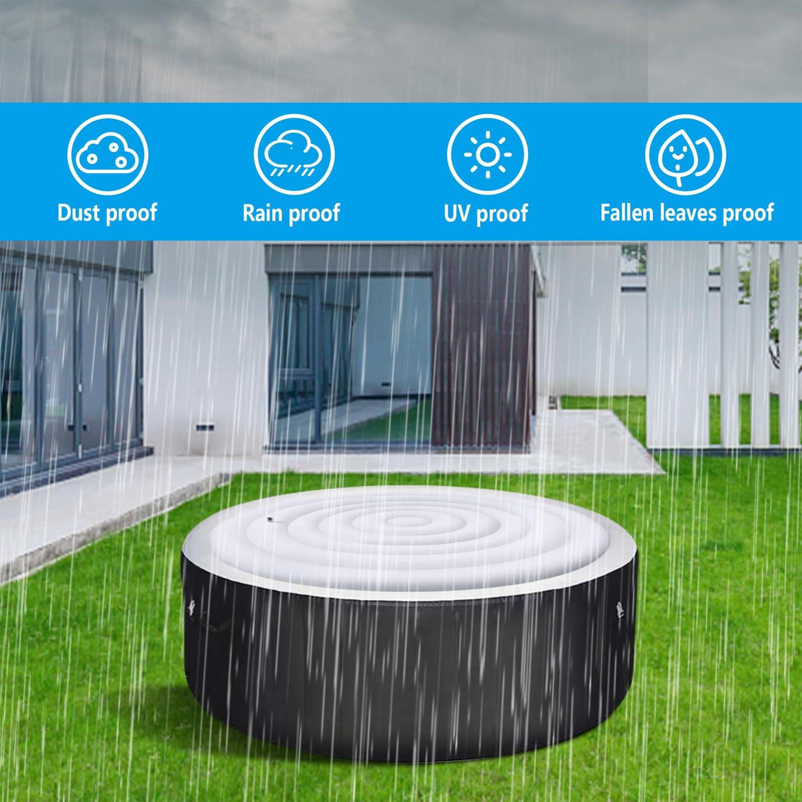 4.5 Ft Inflatable Hot Tub Cover Foldable Energy Saving Lid for Round Outdoor Inflatable Hot Tubs - Image 2