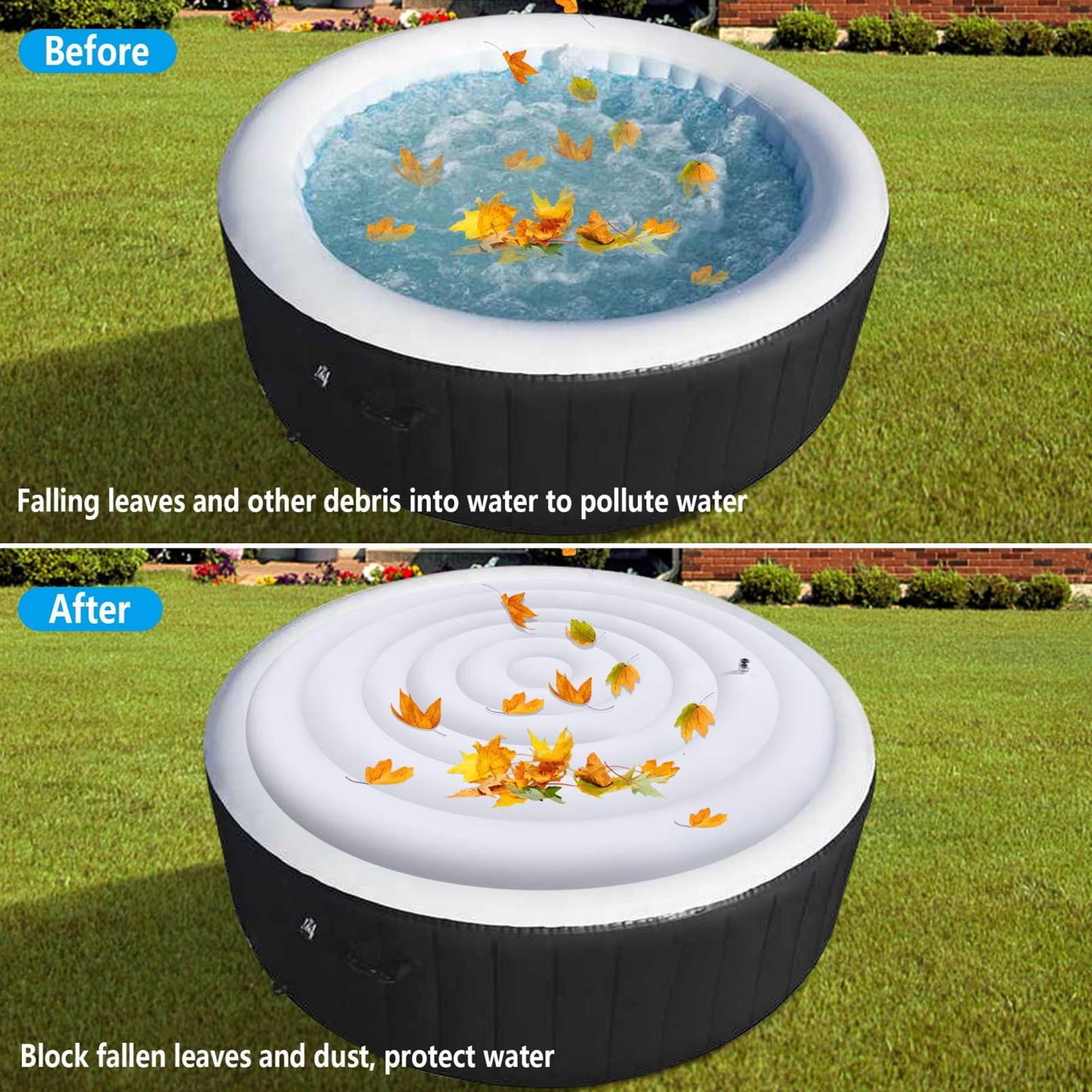 4.5 Ft Inflatable Hot Tub Cover Foldable Energy Saving Lid for Round Outdoor Inflatable Hot Tubs - Image 3