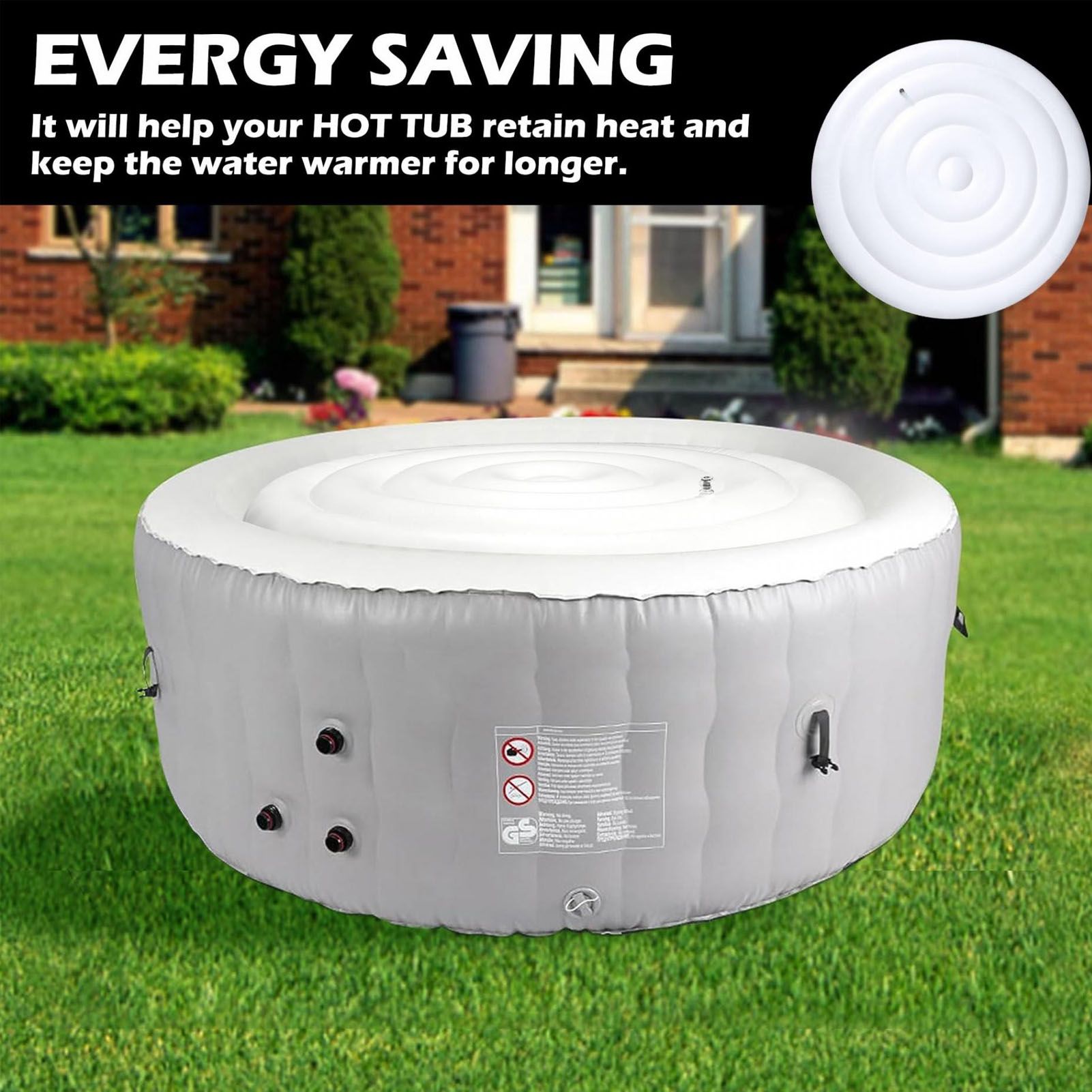 4.5 Ft Inflatable Hot Tub Cover Foldable Energy Saving Lid for Round Outdoor Inflatable Hot Tubs - Image 7