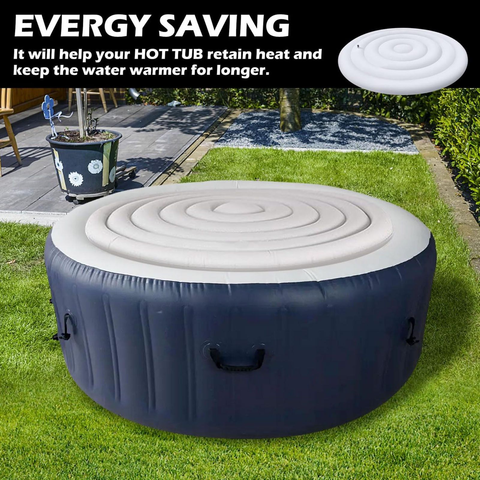 4.5 Ft Inflatable Hot Tub Cover Foldable Energy Saving Lid for Round Outdoor Inflatable Hot Tubs - Image 8