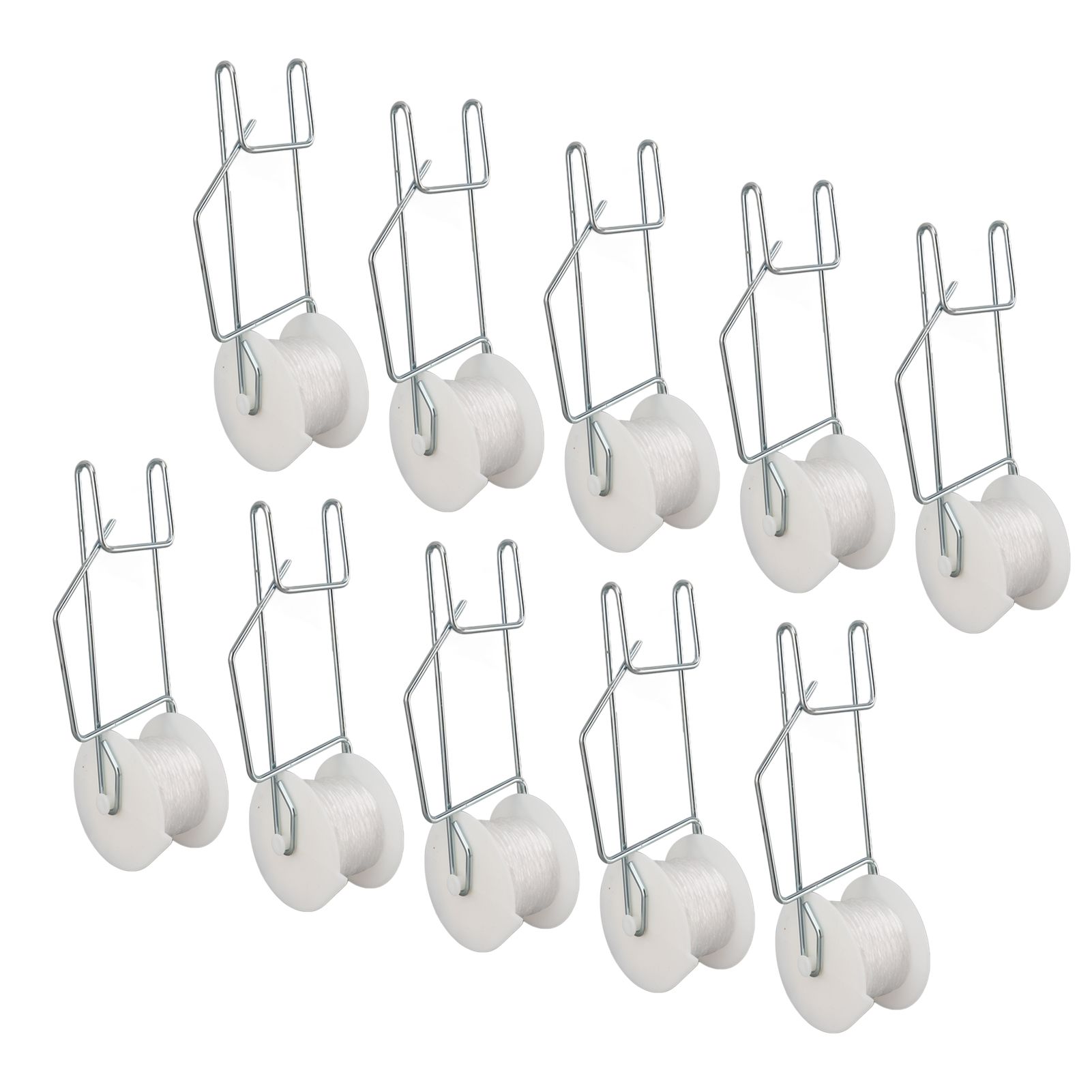 10pcs Tomato Roller Hooks Galvanized Steel Wire PP Heat Resistant Space Saving 15m Twine Vine Crop Trellis Roller Hooks for Cucumber Loofah Grapes - Image 2