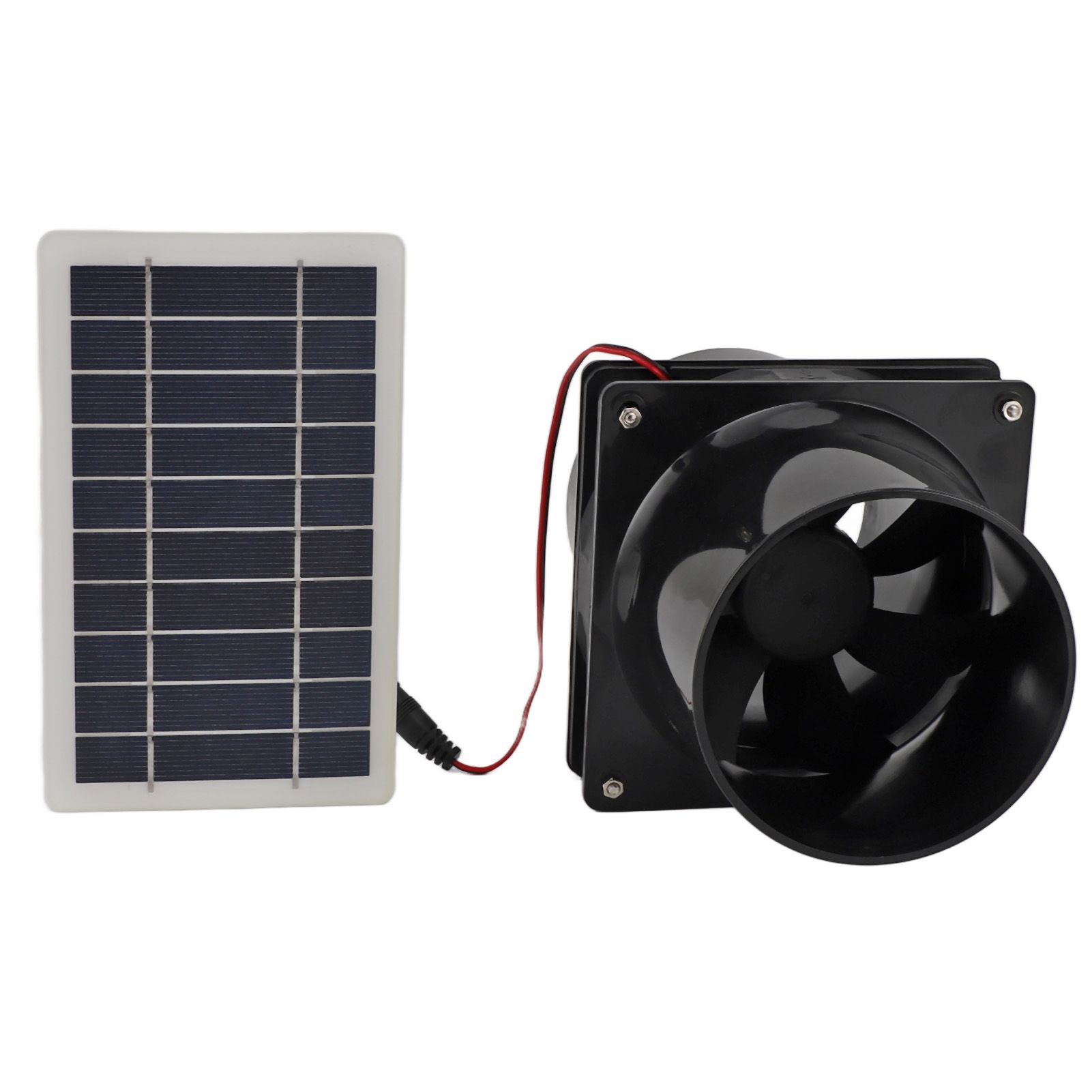10W 12V Solar Powered Exhaust Fan for Round Pipe ABS Solar Panel Ventilation Fan Kit for Pet House Chicken Coop RV Greenhouse - Image 1