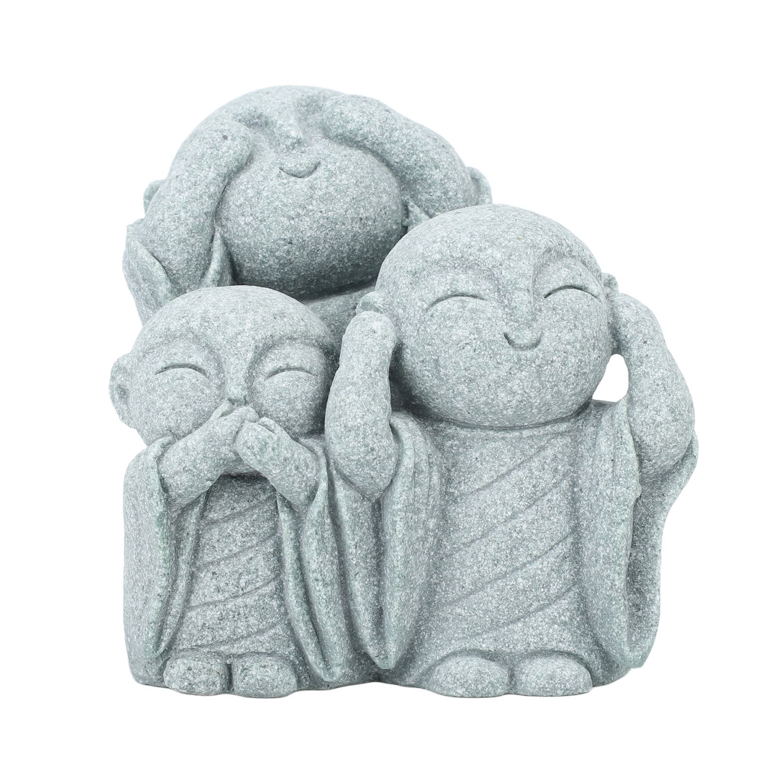 Mini Monk Buddha Statue Chinese Green Sandstone Cute Buddha Figurine 3 Little Monks Ornament for Fish Tank Aquarium Home Garden Decoration Style 3 - Image 1