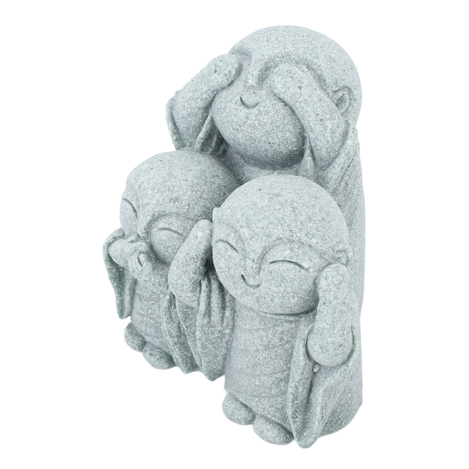 Mini Monk Buddha Statue Chinese Green Sandstone Cute Buddha Figurine 3 Little Monks Ornament for Fish Tank Aquarium Home Garden Decoration Style 3 - Image 4