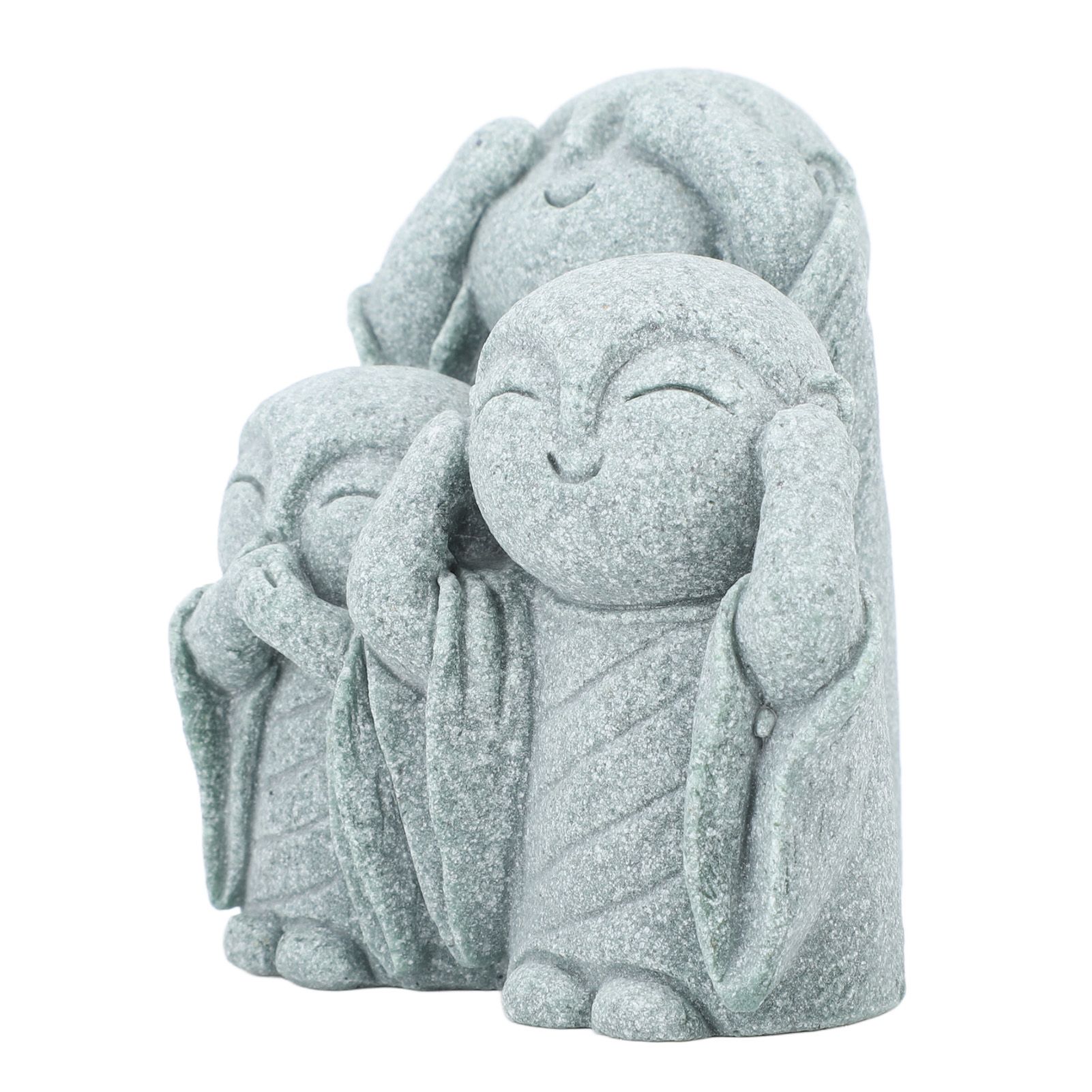 Mini Monk Buddha Statue Chinese Green Sandstone Cute Buddha Figurine 3 Little Monks Ornament for Fish Tank Aquarium Home Garden Decoration Style 3 - Image 5