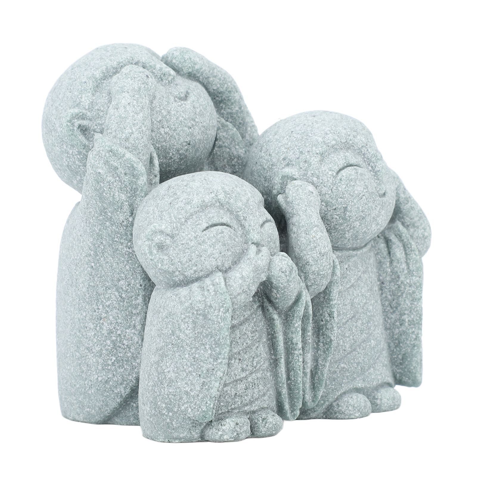 Mini Monk Buddha Statue Chinese Green Sandstone Cute Buddha Figurine 3 Little Monks Ornament for Fish Tank Aquarium Home Garden Decoration Style 3 - Image 6