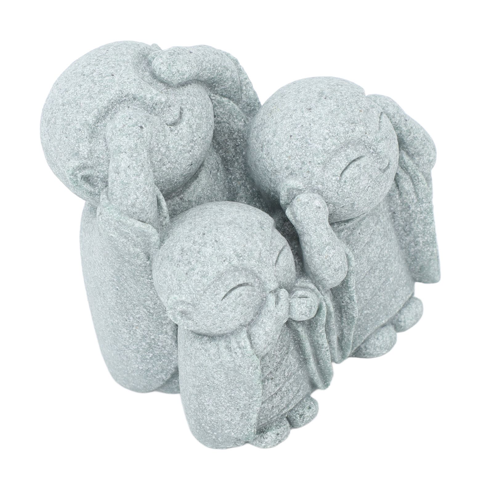 Mini Monk Buddha Statue Chinese Green Sandstone Cute Buddha Figurine 3 Little Monks Ornament for Fish Tank Aquarium Home Garden Decoration Style 3 - Image 8