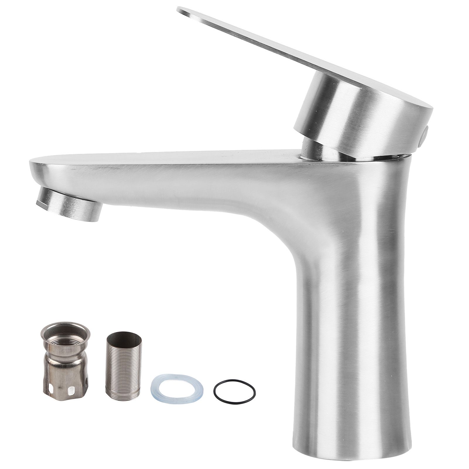 Stainless Steel Hot Cold Faucet Mixer Water Tap Sink Faucet with Single Handle for Bathroom Use - Image 1