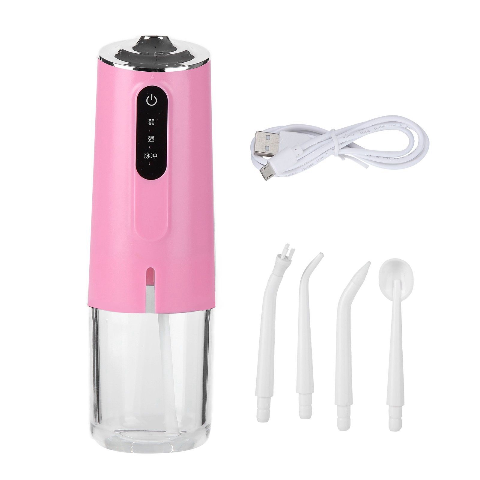 3 Mode Oral Irrigator Portable Teeth Flusher USB Charging Water Flosser 240ML 4 Jets Waterproof Dental CleanerPink - Image 1