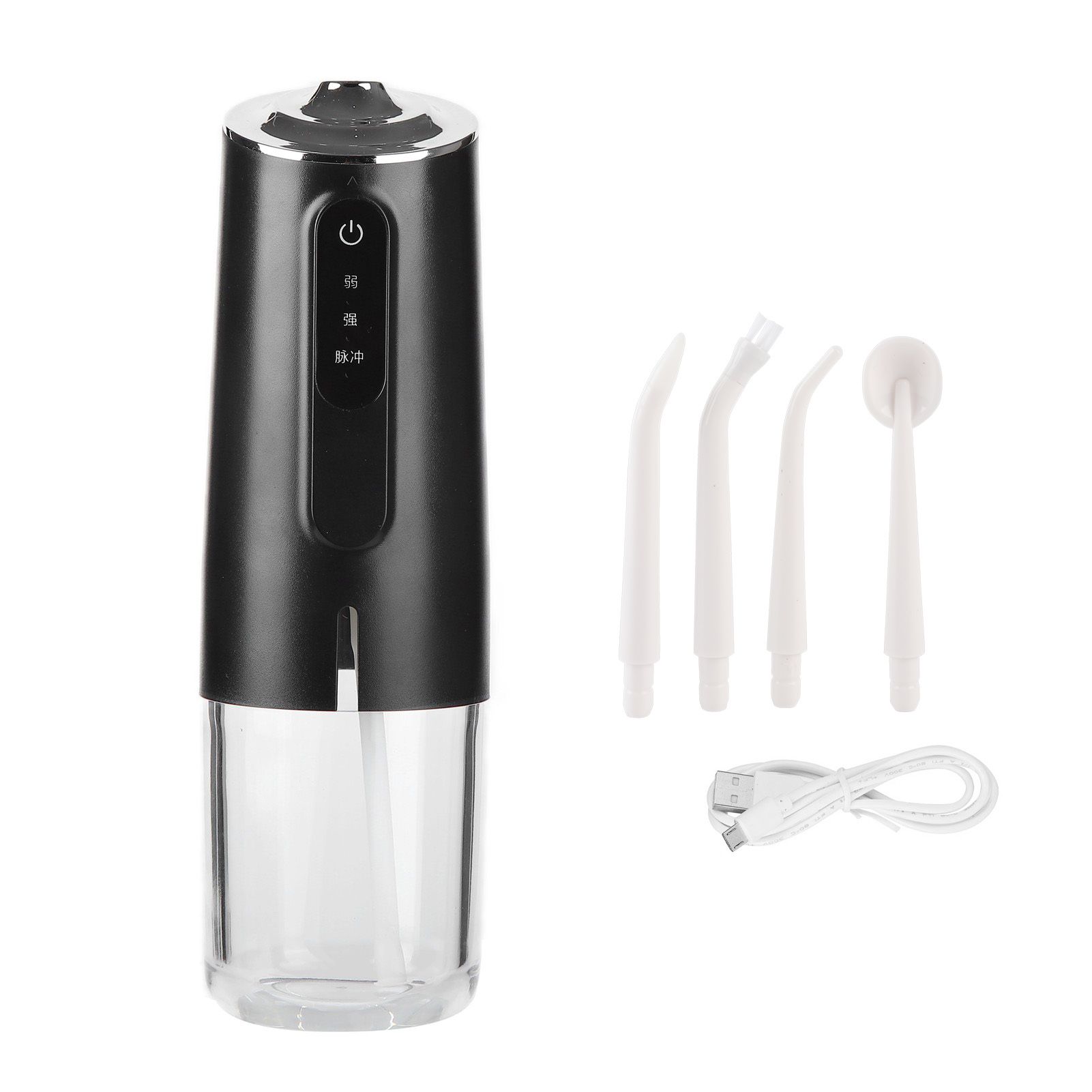 240ml Portable Oral Irrigator 3‑Mode USB Rechargeable Water Dental Floss Waterproof Tooth Cleaner with 1 NozzleBlack - Image 1