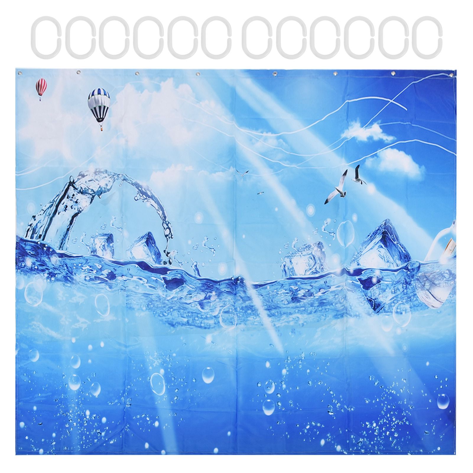 Shower Curtain Polyester Fiber Waterproof Colorful Printing with 12pcs Hook for Home Bathroom150x180cm - Image 1