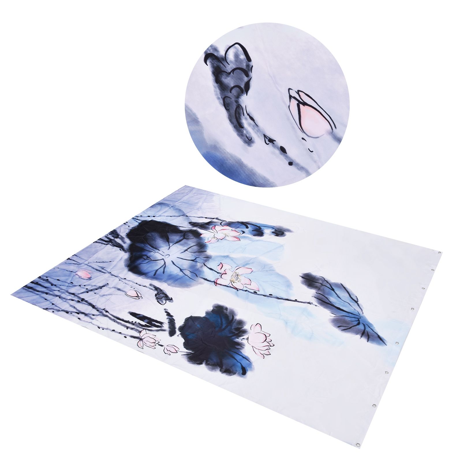 Blackout Curtain Waterproof Flower Printing Shower Curtain with Hooks for Bathroom Bedroom Living Room Study180x180cm - Image 3
