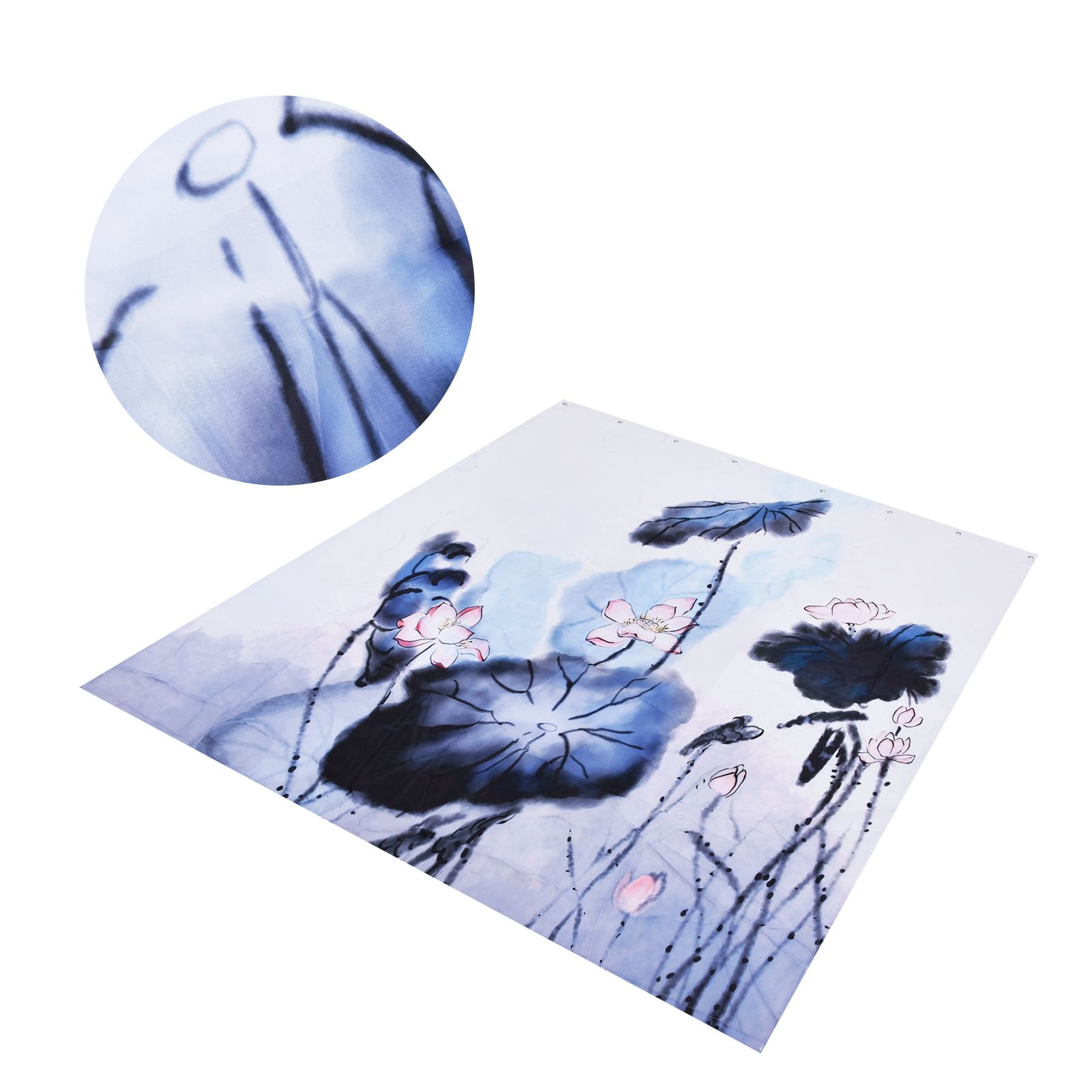 Blackout Curtain Waterproof Flower Printing Shower Curtain with Hooks for Bathroom Bedroom Living Room Study180x180cm - Image 4