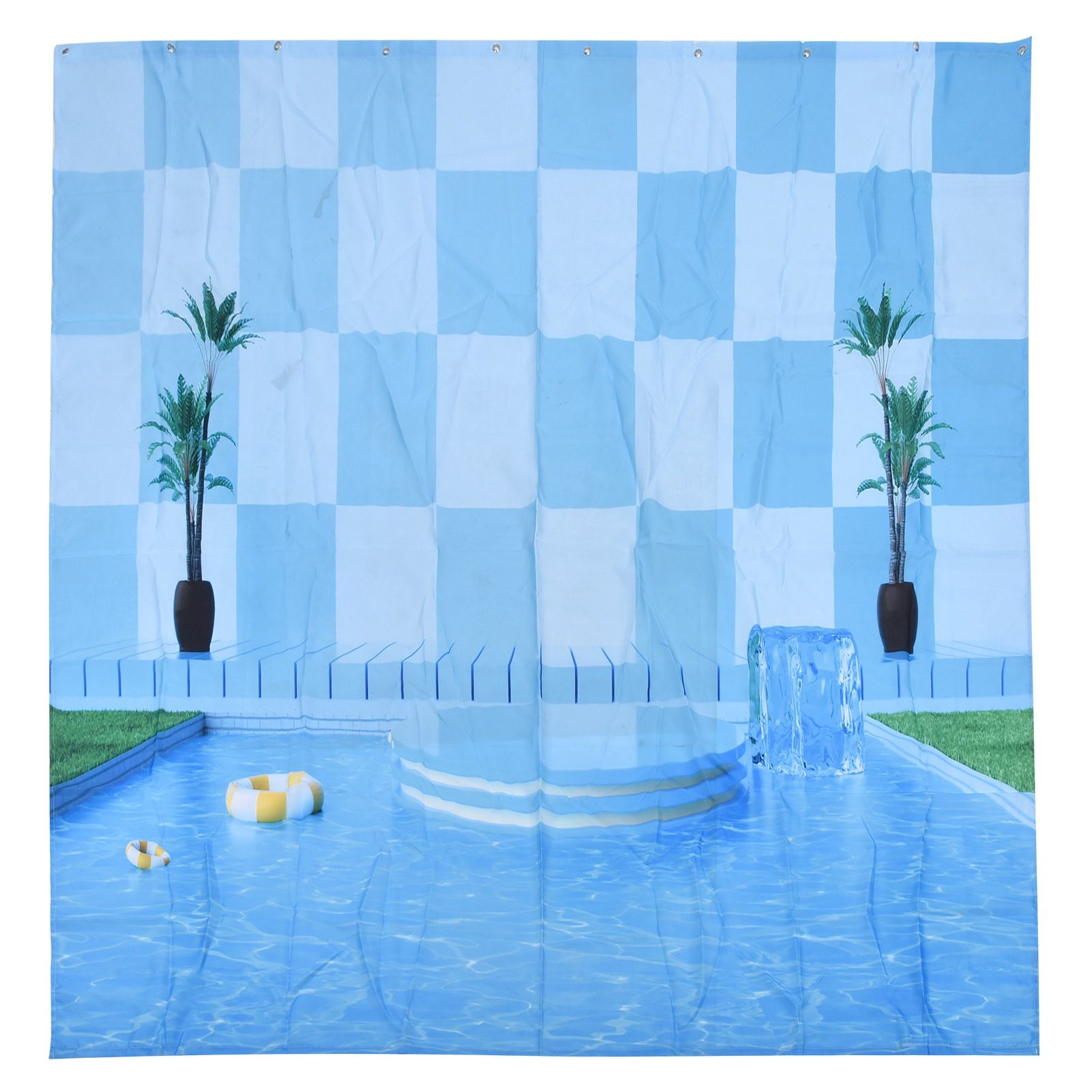 Waterproof Shower Curtain Shower Curtain for Bathroom Curtain Decoration for Summer Cool Pool59.1x70.9in - Image 1