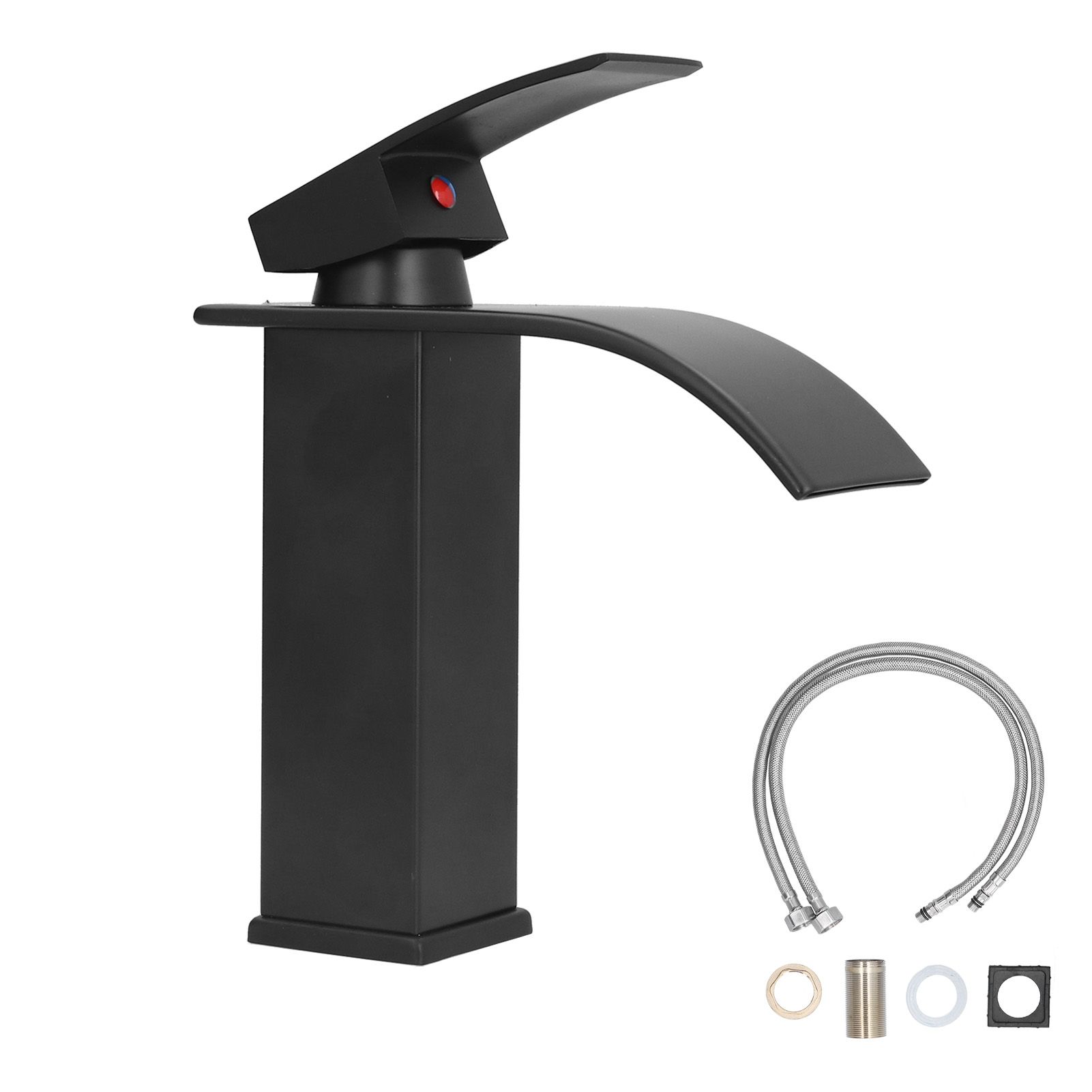 G1/2 Mixer Water Tap Basin Sink Faucet with Long Handle for Bathroom Hotel Homestay Black - Image 1